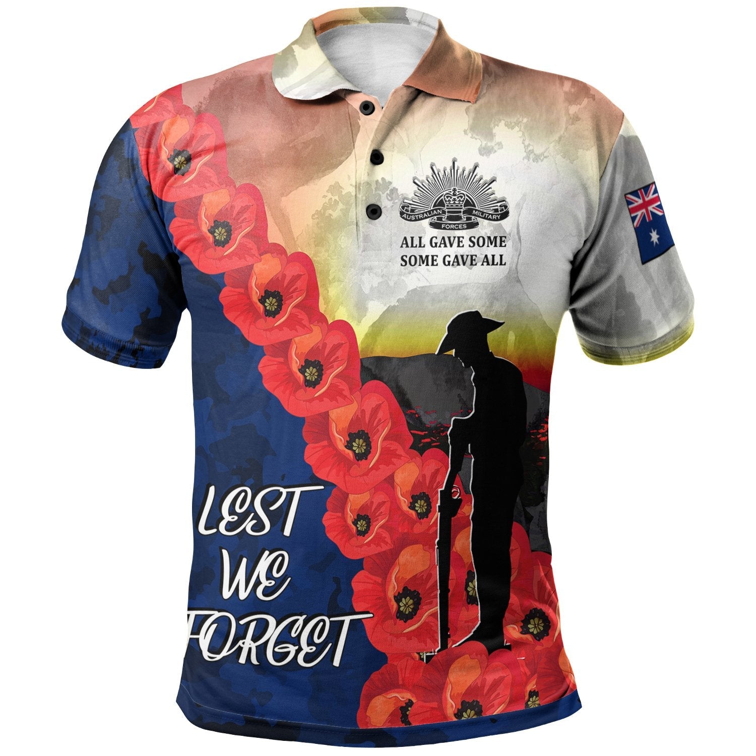 ANZAC Lest We Forget Polo Shirts - All Gave Some, Some Gave All - - Vibe Hoodie Shop