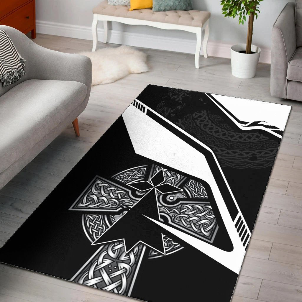 Brittany Celtic Area Rug - Celtic Cross and Brittany Stoat Ermine - Vibe Hoodie Shop