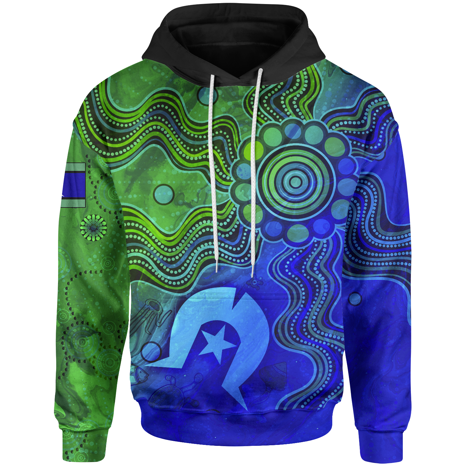 Aboriginal Hoodie, Torres Strait Islands Flag - Vibe Hoodie Shop