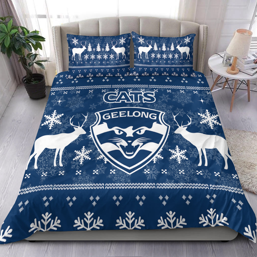Geelong Cats Bedding Set - Christmas Ugly Style - - Vibe Hoodie Shop