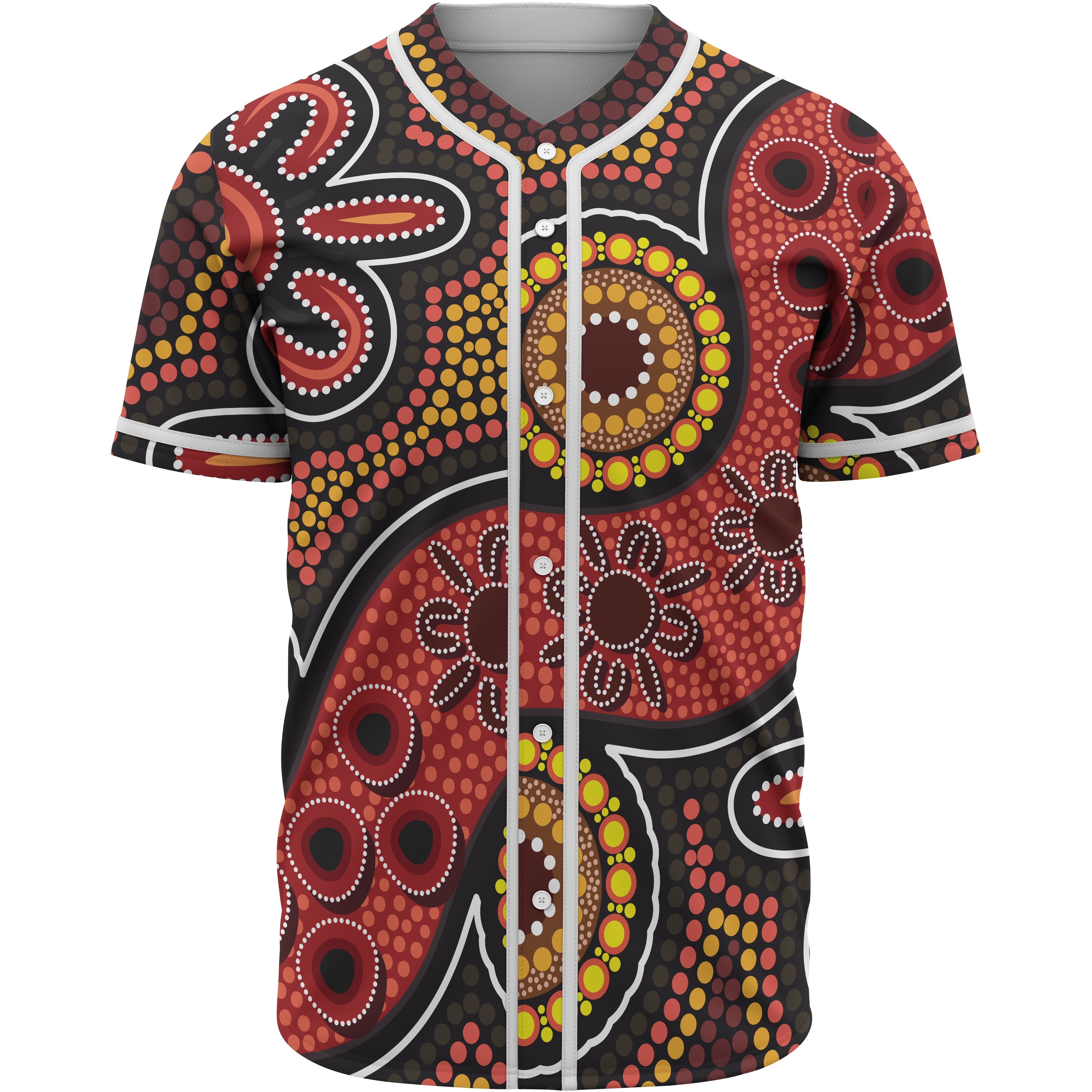 Aboriginal Baseball Shirt - Indigenous Circle Dot Painting Style - Vibe Hoodie Shop