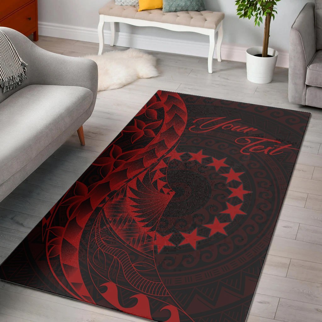 Cook Islands Area Rug - Custom Personalised Polynesian Pattern Style Red Color - Vibe Hoodie Shop