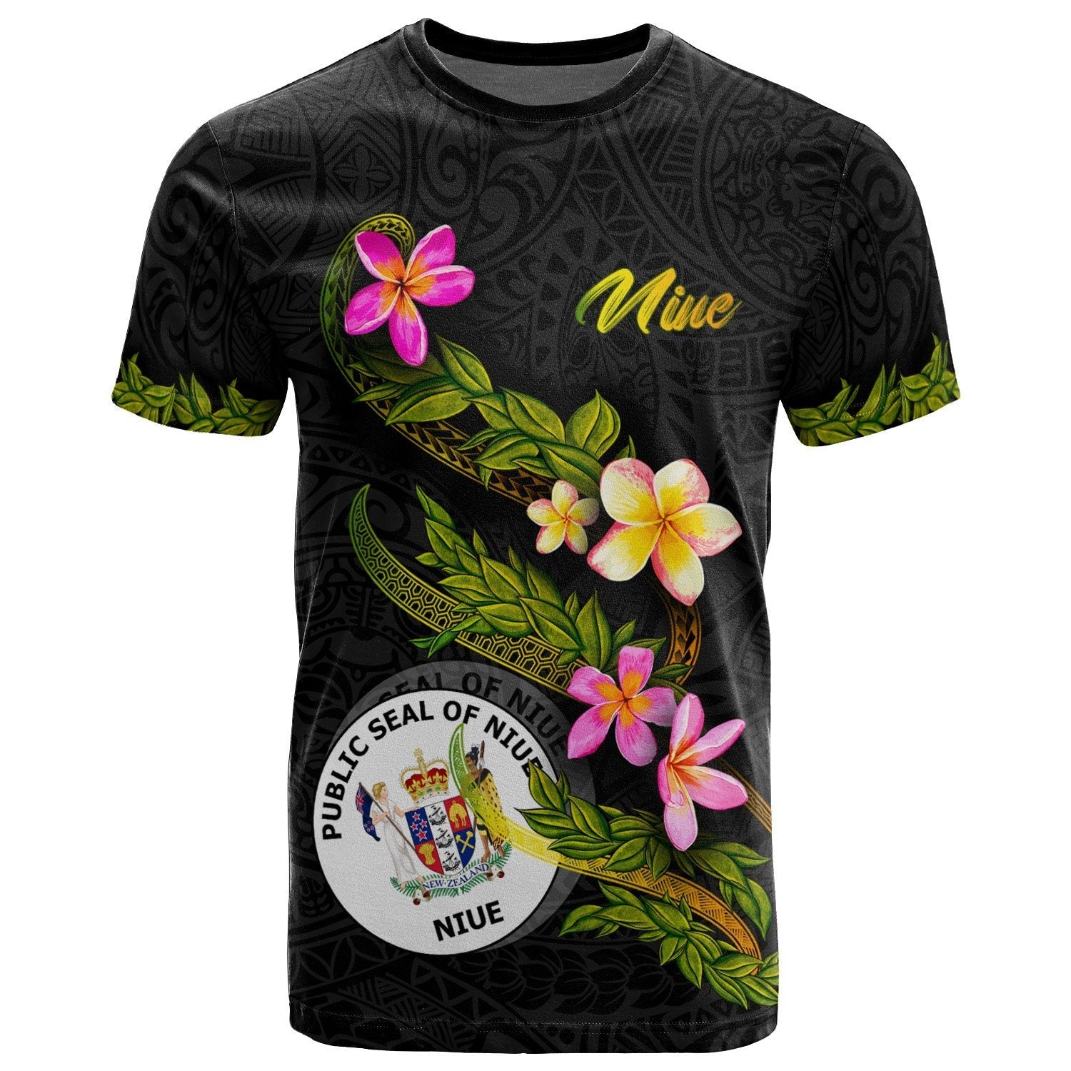 Niue Polynesian T shirt - Plumeria Tribal - Vibe Hoodie Shop