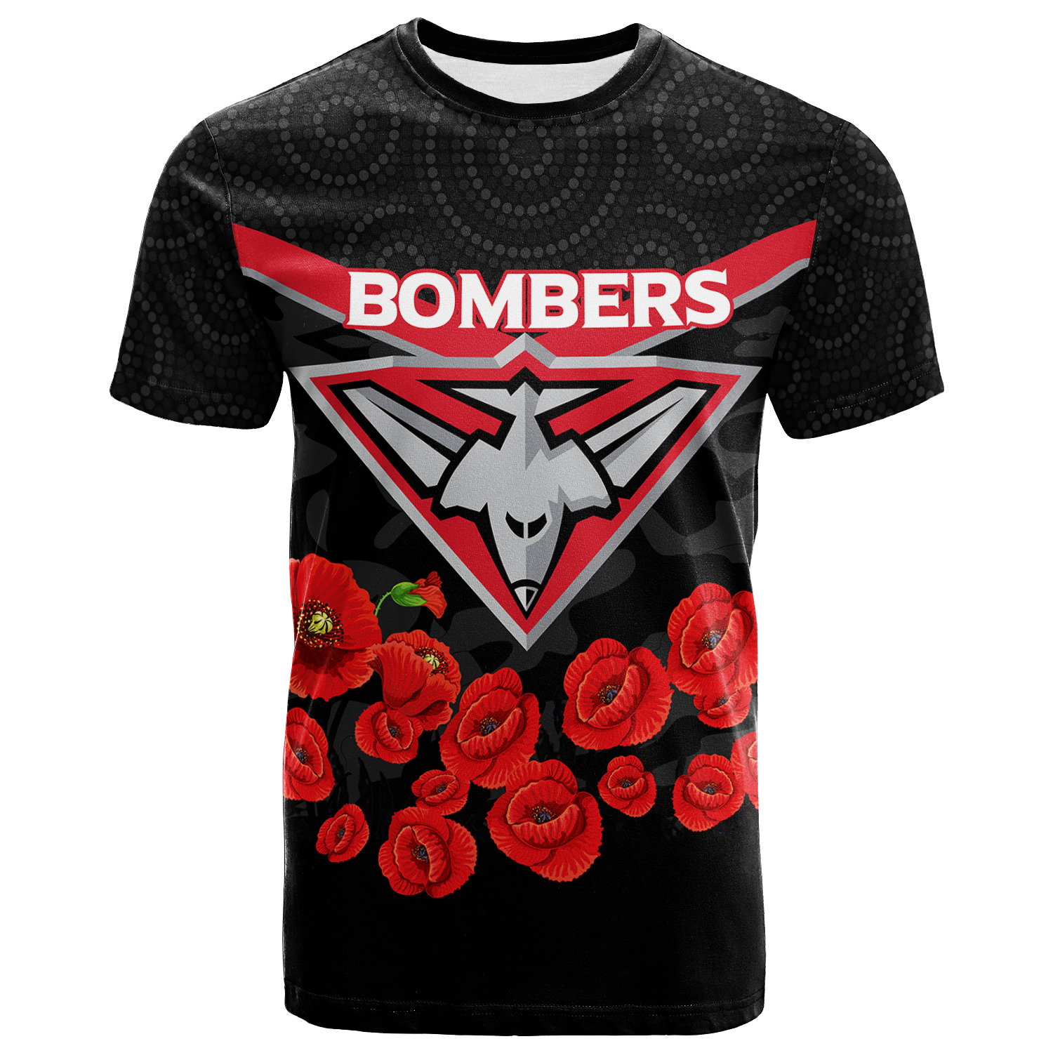 Essendon Bombers ANZAC Day T shirt - Indigenous Art - - Vibe Hoodie Shop