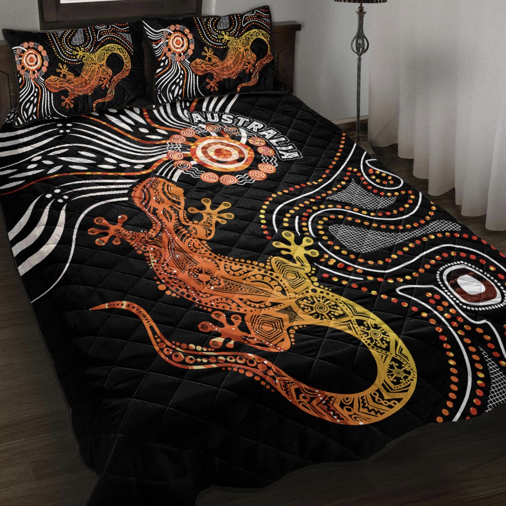 Aboriginal Quilt Bed Set - Lizard Sunshine - Vibe Hoodie Shop
