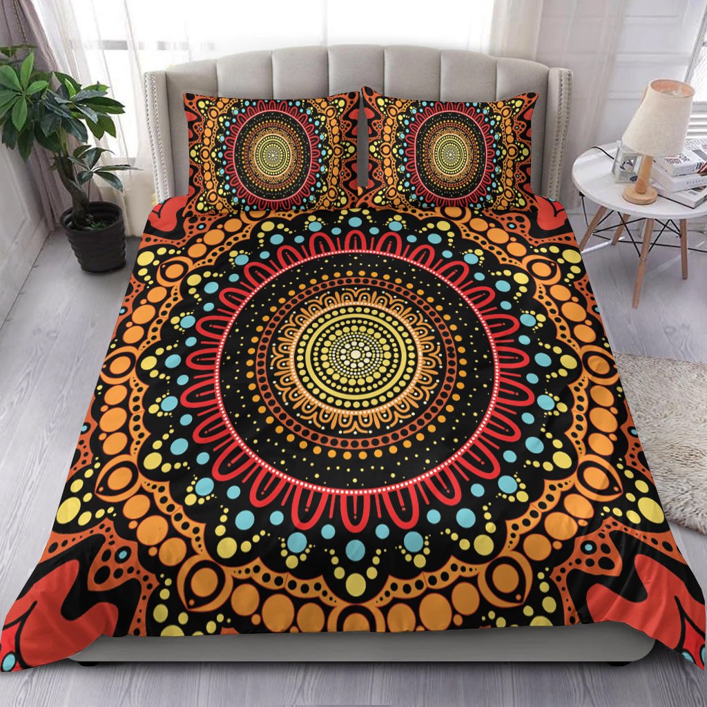 Aboriginal Bedding Set - Aboriginal Style Of Dot Painting - Vibe Hoodie Shop