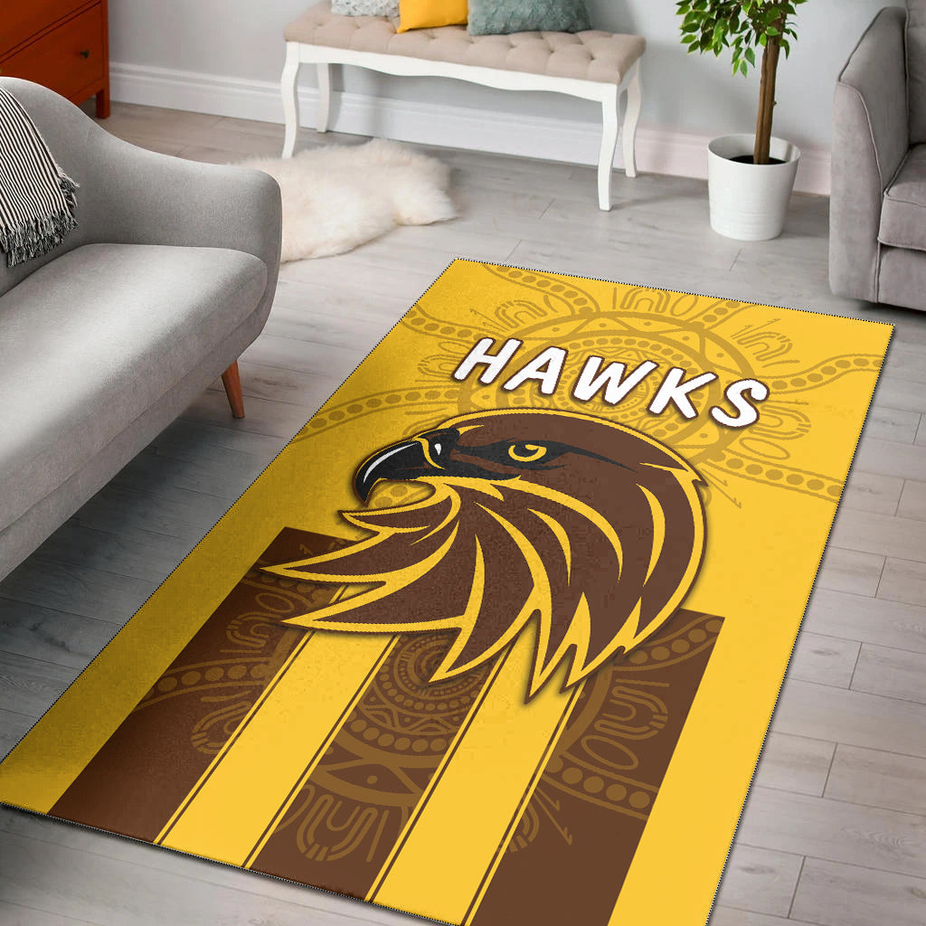 Hawks Indigenous Area Rug Hawthorn Football - Vibe Hoodie Shop