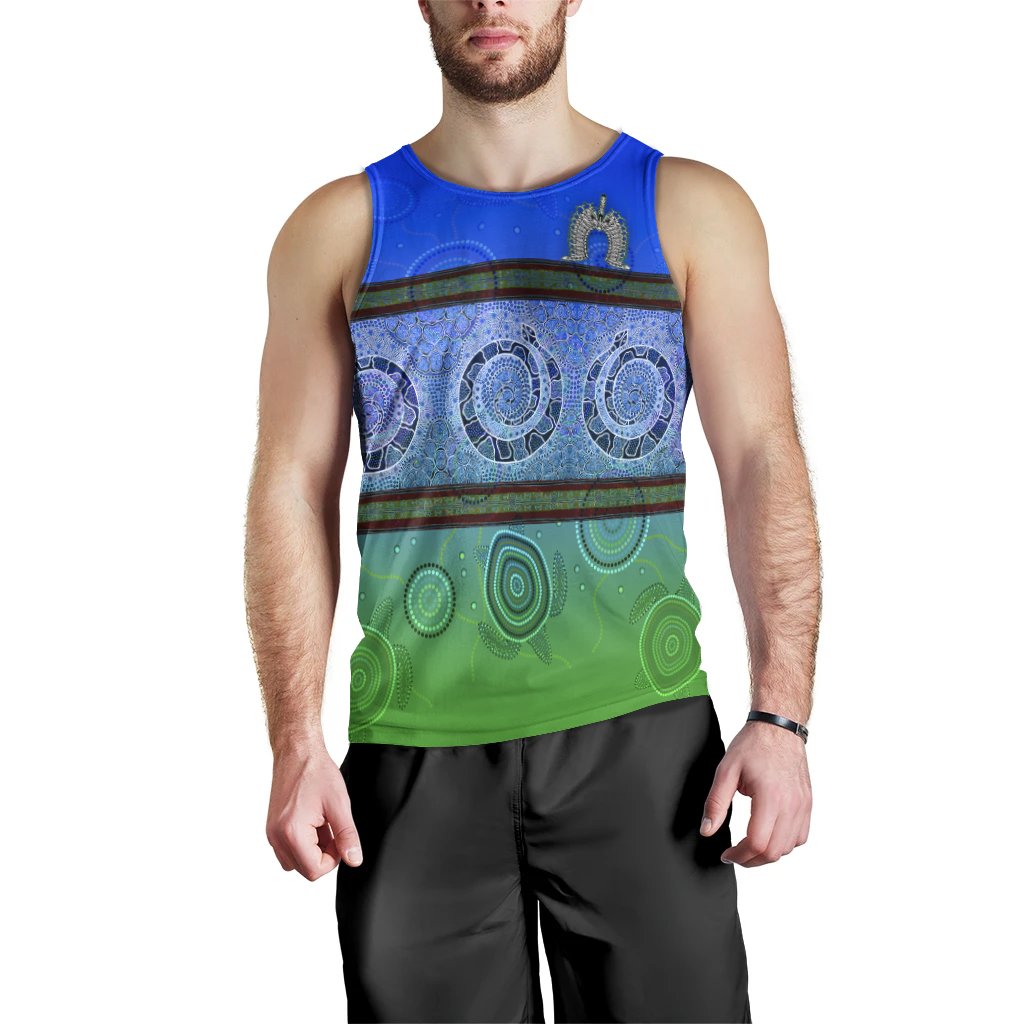 Men Tank Top - Turtle With Dhari Mask Snake Patterns - Vibe Hoodie Shop