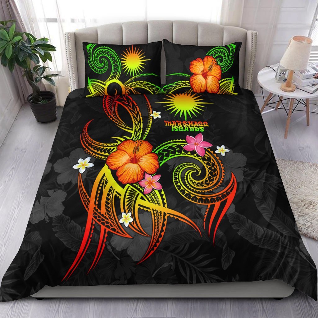 Marshall Islands Polynesian Bedding Set - Legend of Marshall Islands (Reggae) - Vibe Hoodie Shop