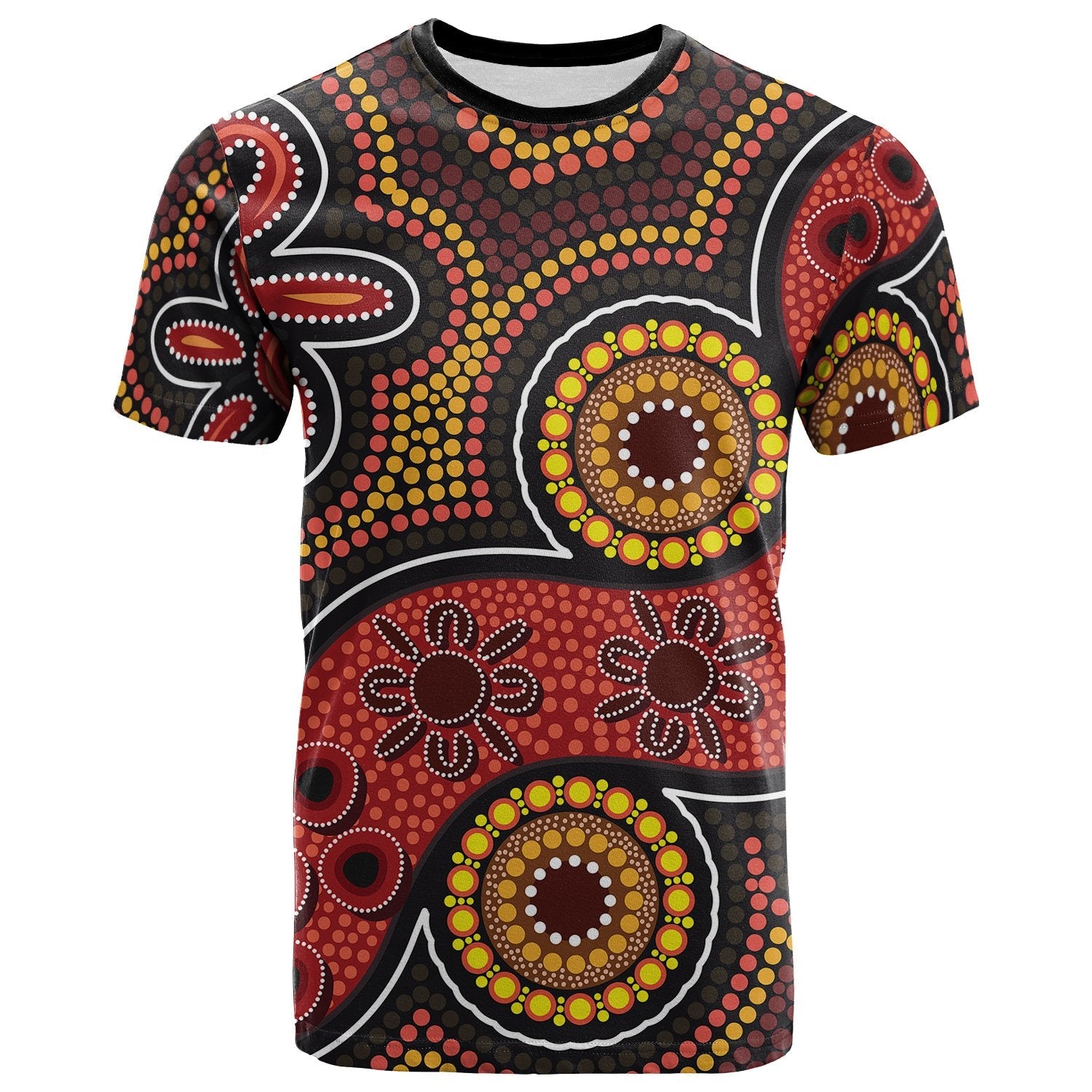 Aboriginal T shirt - Indigenous Circle Dot Painting Style - - Vibe Hoodie Shop