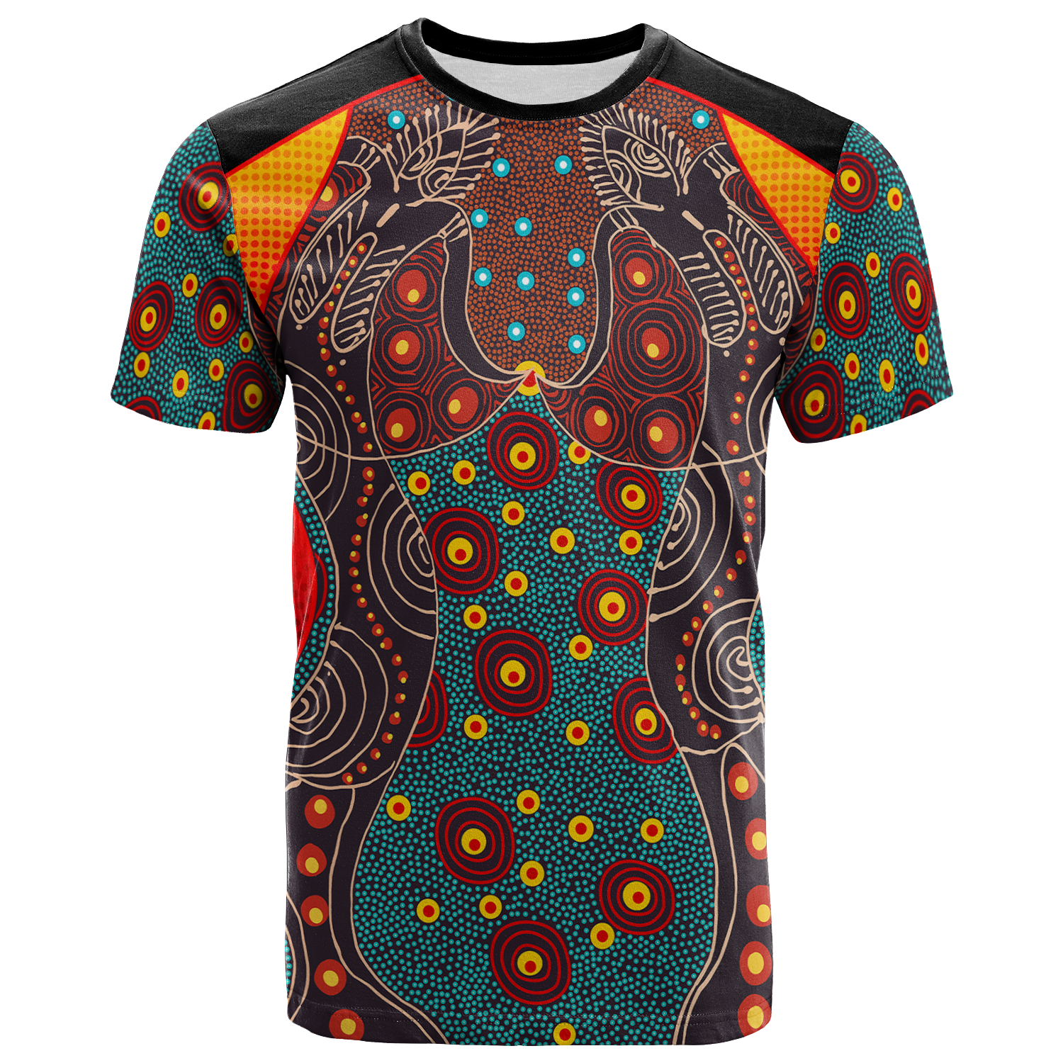 T shirt - Aboriginal Sublimation Dot Pattern Style (Red) - Vibe Hoodie Shop