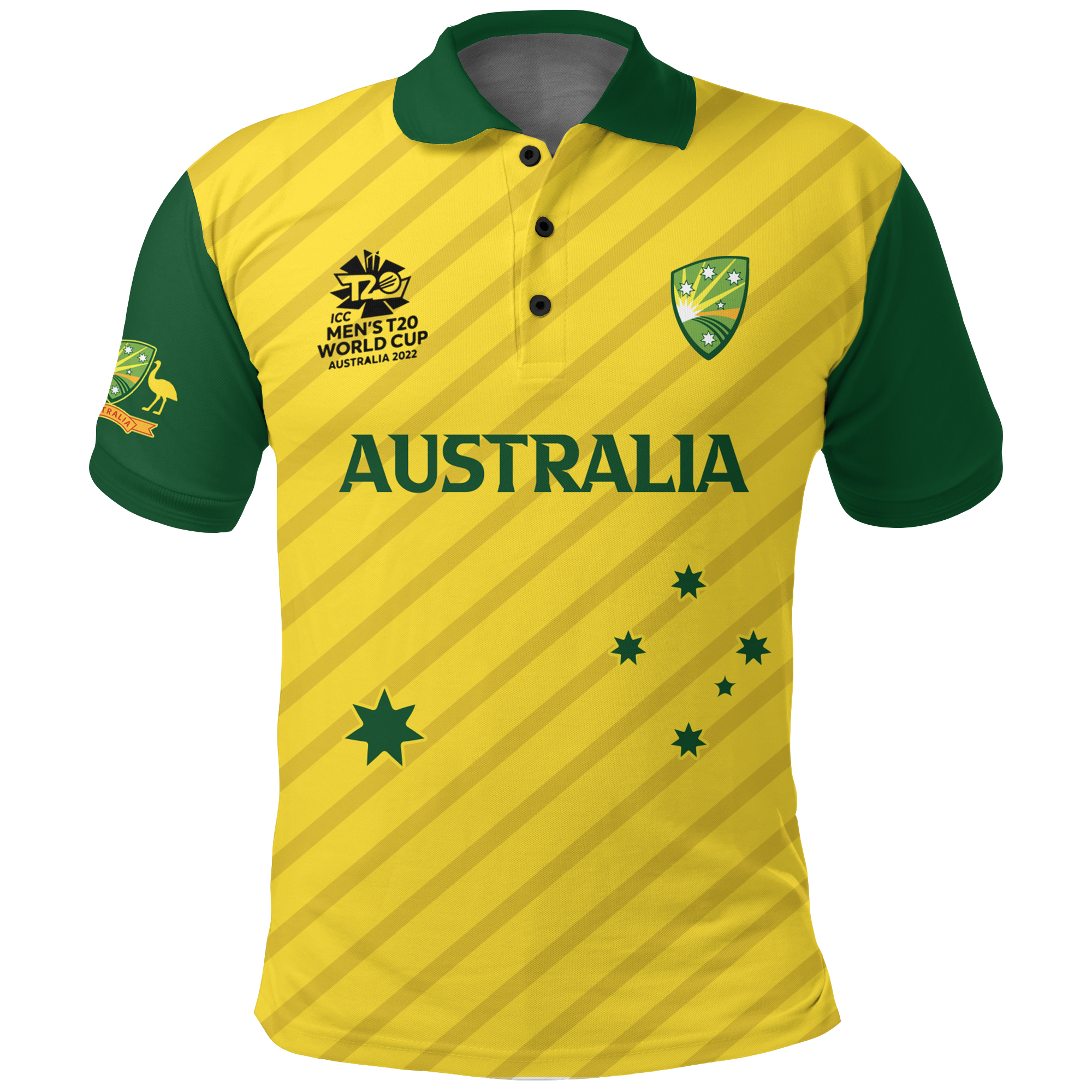 (Custom Personalised) Australia Cricket Men's T20 World Cup Polo Shirt - National Color - - Vibe Hoodie Shop