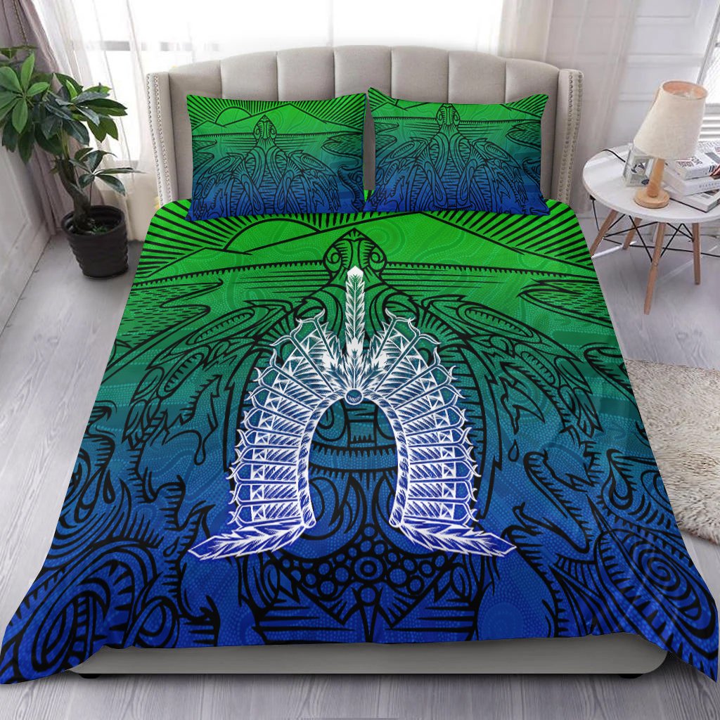 Torres Strait Islanders Bedding Set - Turtle and Dhari Mask - Vibe Hoodie Shop