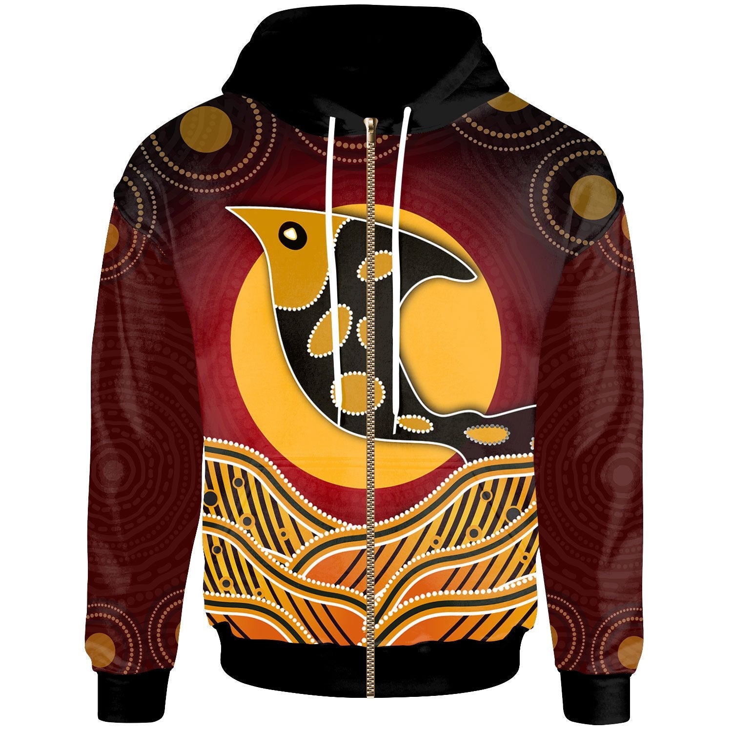 Zip - Up Hoodie - Aboriginal Dot Patterns Fish - Vibe Hoodie Shop