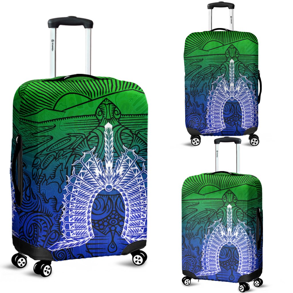 Torres Strait Islanders Luggage Cover - Turtle and Dhari Mask - Vibe Hoodie Shop