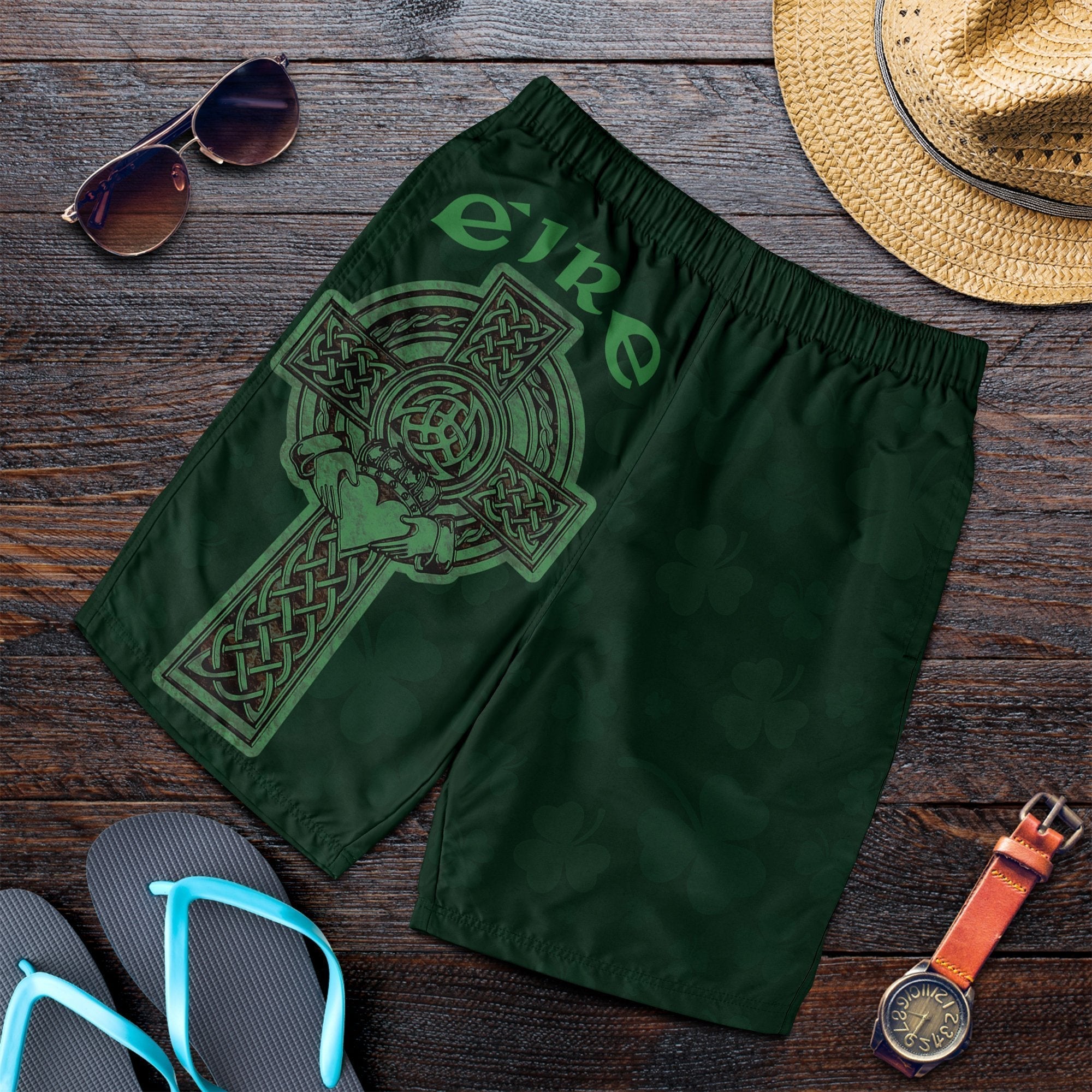 Celtic Ireland Men's Short - Irish Cross with Celtic Knot and Claddagh Ring - Vibe Hoodie Shop