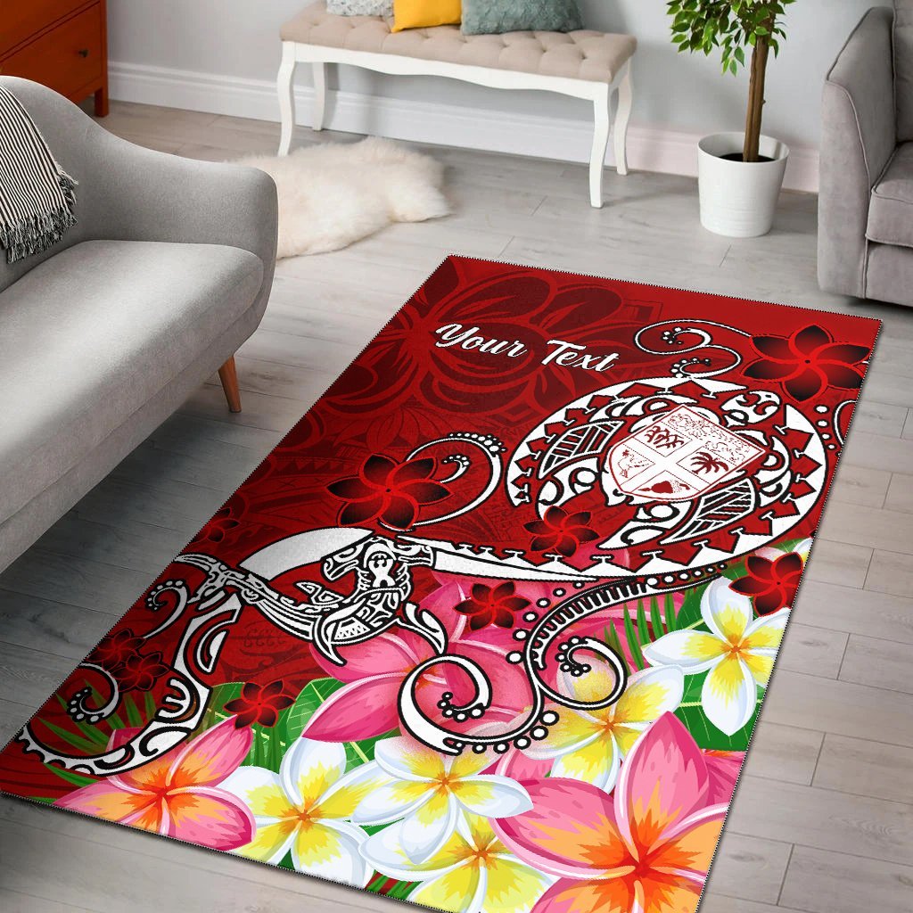 Fiji Custom Personalised Area Rug - Turtle Plumeria (Red) - Vibe Hoodie Shop