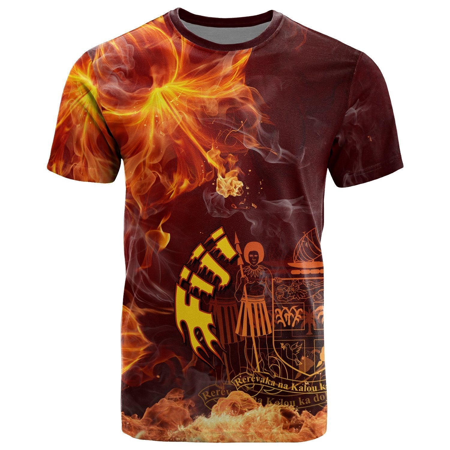 Fiji Polynesian T - Shirt - Fire Hibiscus - Vibe Hoodie Shop