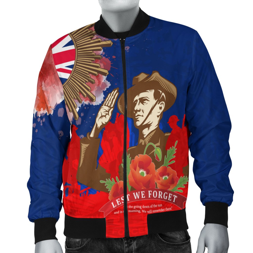 Men Bomber jacket - AANZAC Australia Remember Them - Vibe Hoodie Shop