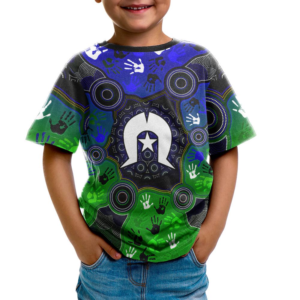 Aboriginal T shirt Kids - Torres Strait Symbol With Indigenous Patterns - Vibe Hoodie Shop