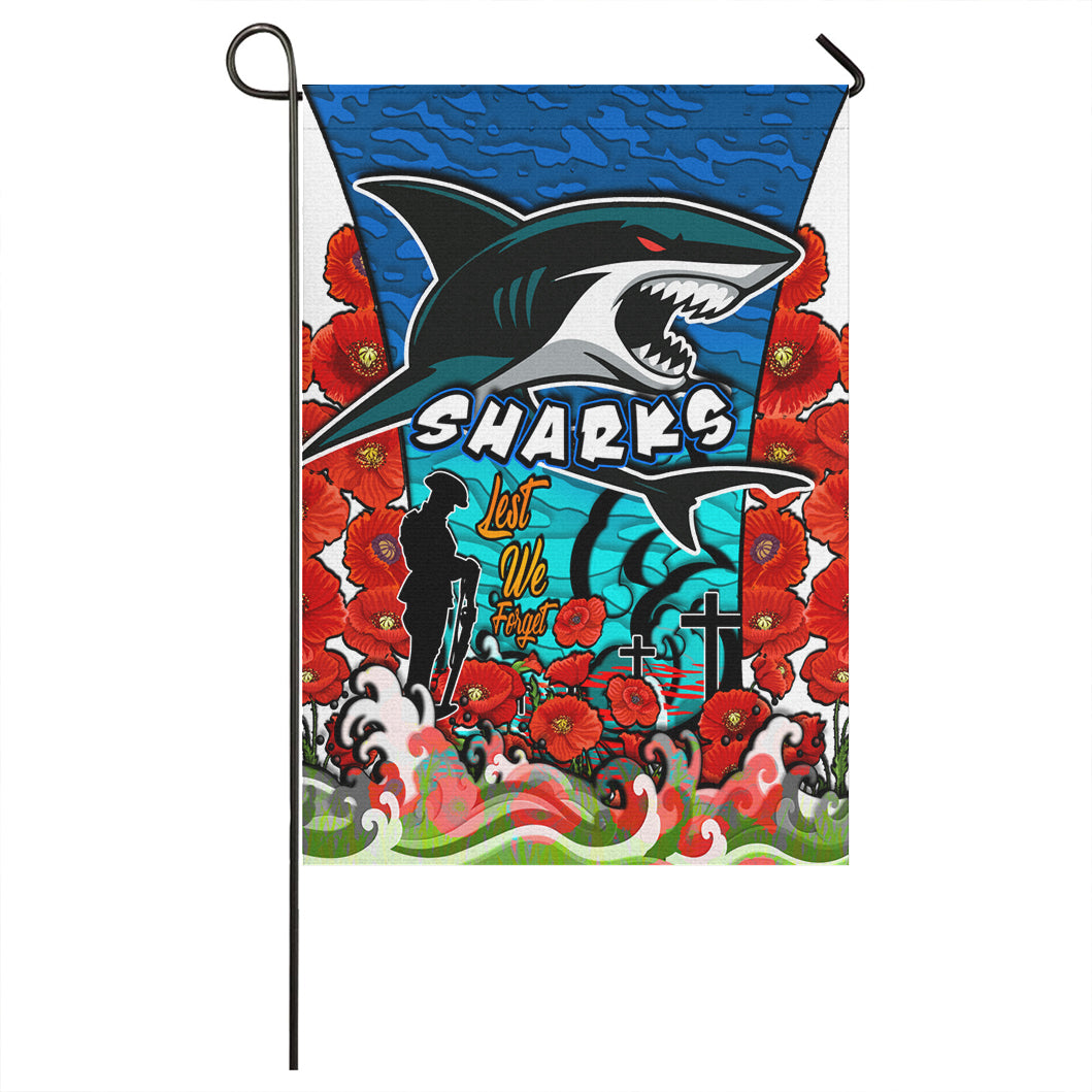 Sharks Rugby Flag - Sharks Lest We Forget And Poppies Flag - Vibe Hoodie Shop