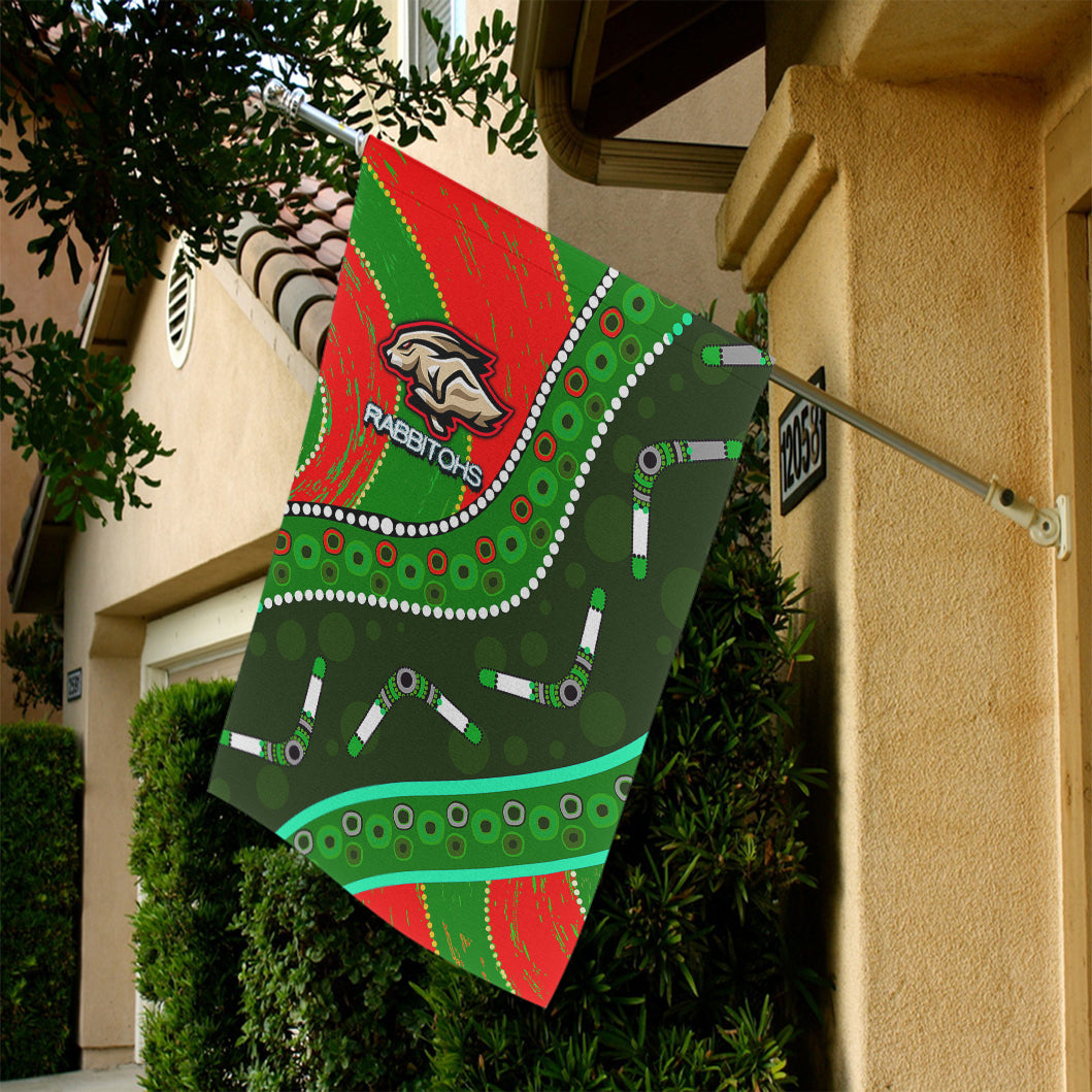 Rabbitohs Aboriginal Rugby Flag - Custom Indigenous Bunnies's Army Flag - Vibe Hoodie Shop