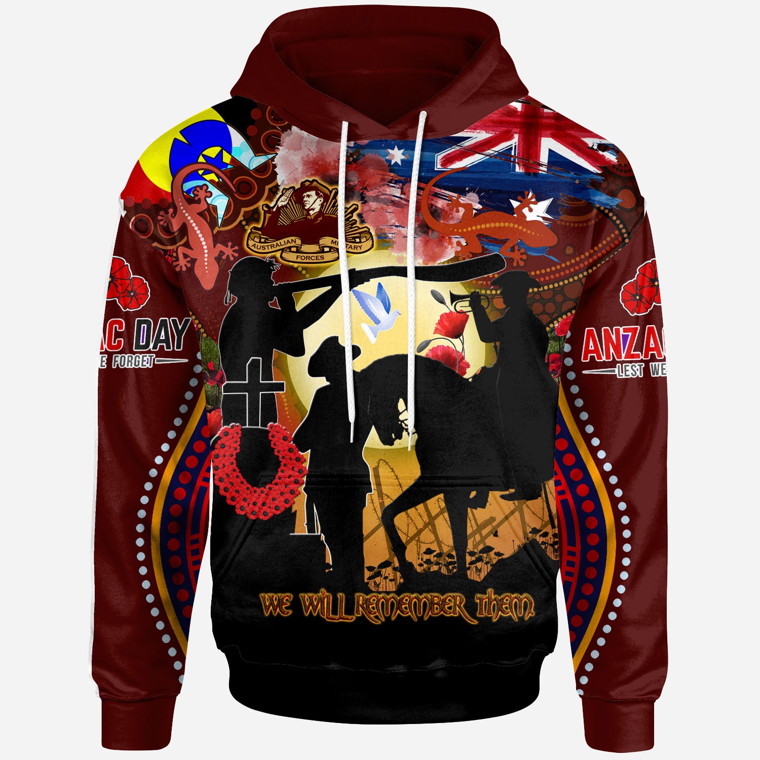 Australia Anzac Day Brown Hoodie - Custom The Indigenous Culture Commemorative Hoodie - Vibe Hoodie Shop