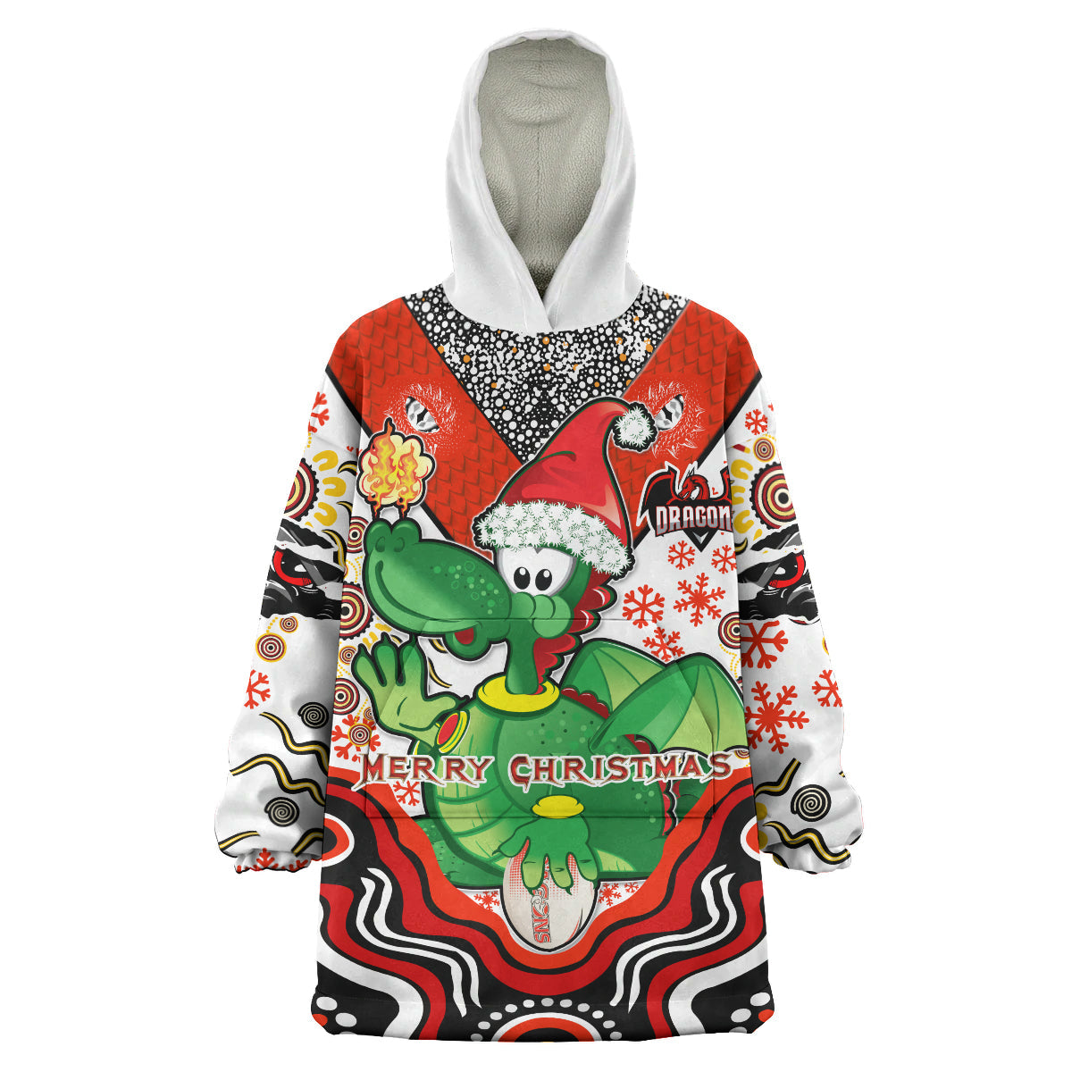 St. George Rugby Christmas Snug Hoodie - Custom Christmas Green Dragons Indigenous Wearable Blanket Hoodie - Vibe Hoodie Shop