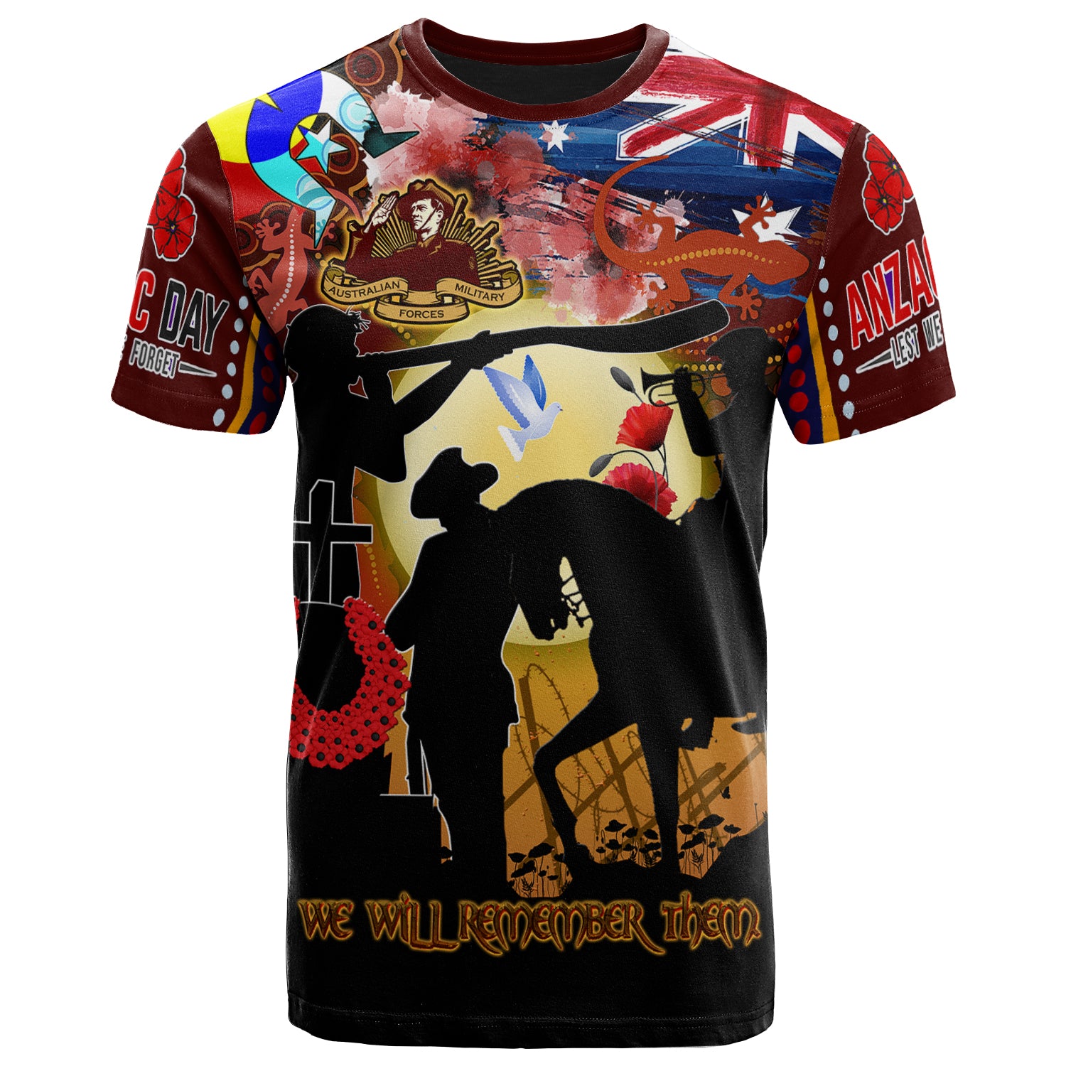 Australia Anzac Day Aboriginal Inspired Brown T-shirt - Custom The Aboriginal Inspired and Torres Strait Islander Commemorative T-shirt - Vibe Hoodie Shop