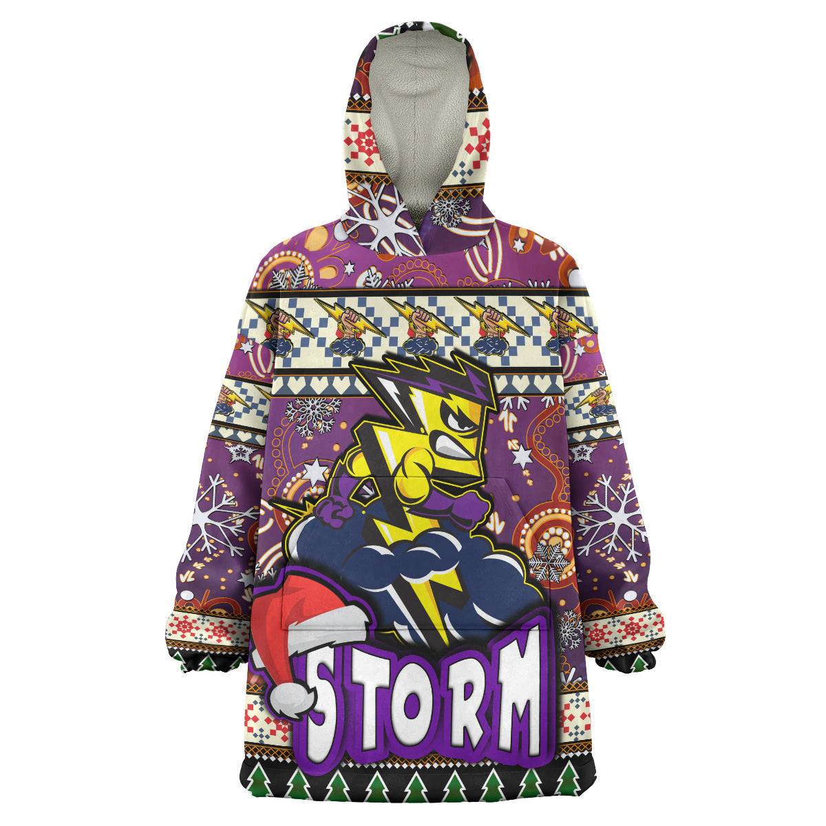 Storm Rugby Christmas Snug Hoodie - Custom Xmas Storm Christmas Balls, Snowflake With Aboriginal Patterns Wearable Blanket Hoodie - Vibe Hoodie Shop
