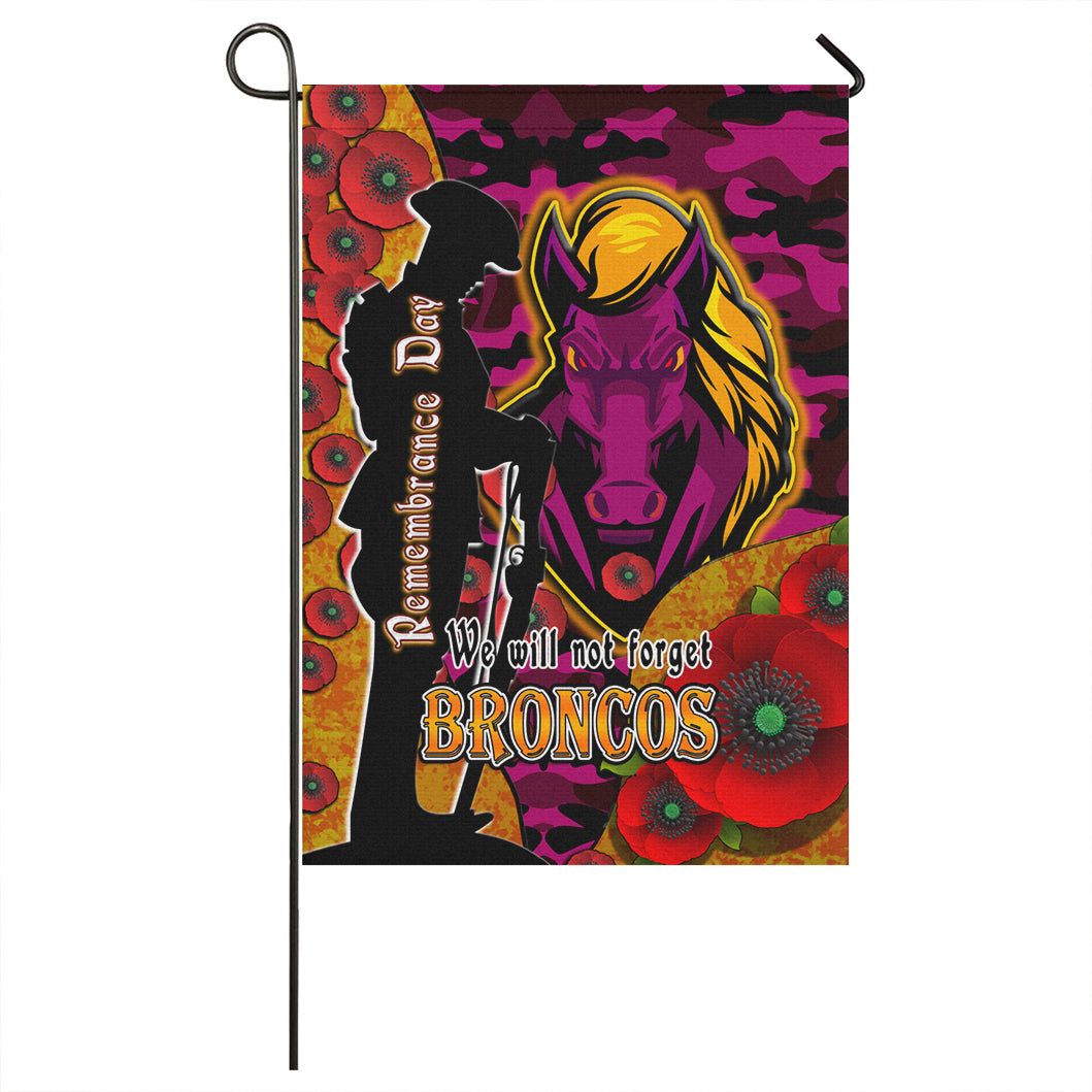 Broncos Rugby Flag - Broncos Remembrance Day "We Will Not Forget" Quotes Flag - Vibe Hoodie Shop