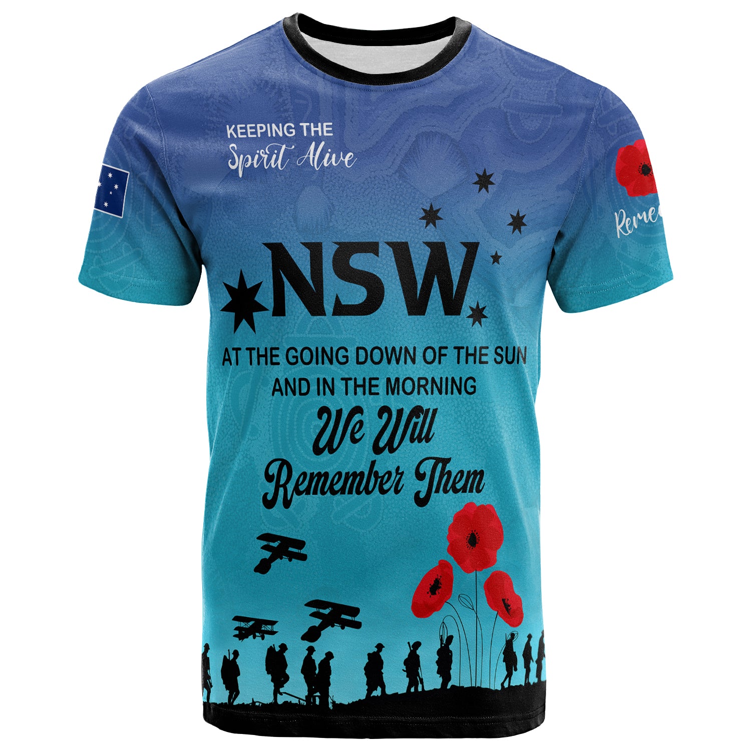 Australia New South Wales Anzac Custom T-shirt - Keeping the Spirit Alive T-shirt - Vibe Hoodie Shop