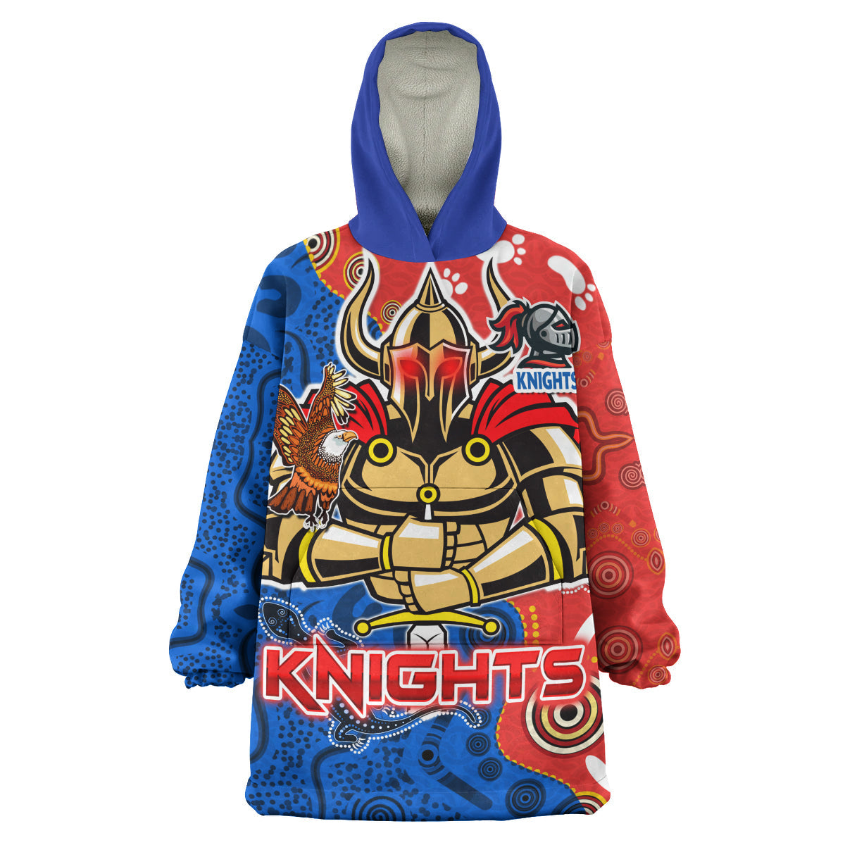 Knights Aboriginal Rugby Snug Hoodie - Custom Indigenous Knights With Aussie Lizard and Eagle Wearable Blanket Hoodie - Vibe Hoodie Shop