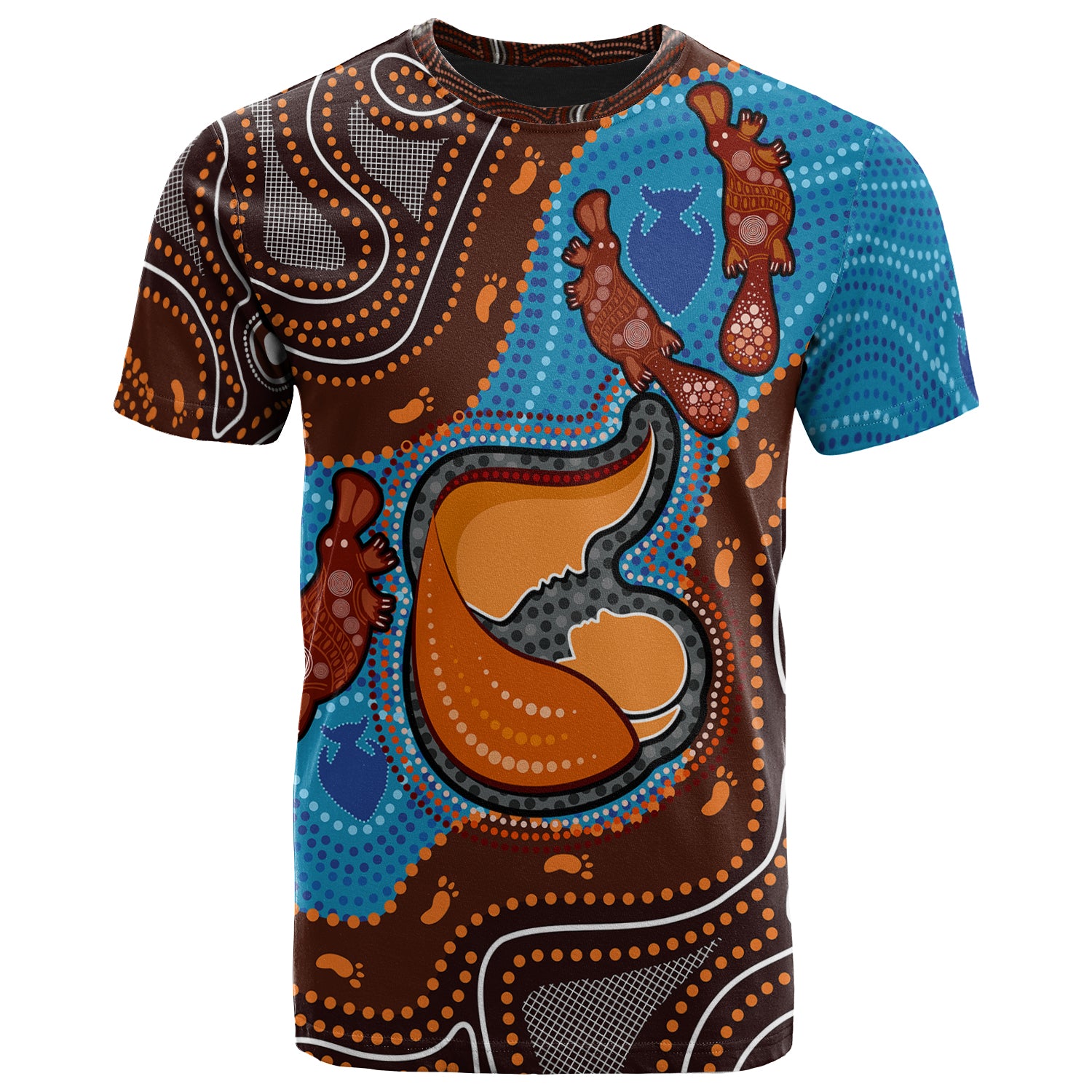 Australia Custom T-Shirt - Aboriginal Inspired Mother And Son Platypus Art Land And River Concept T-shirt - Vibe Hoodie Shop