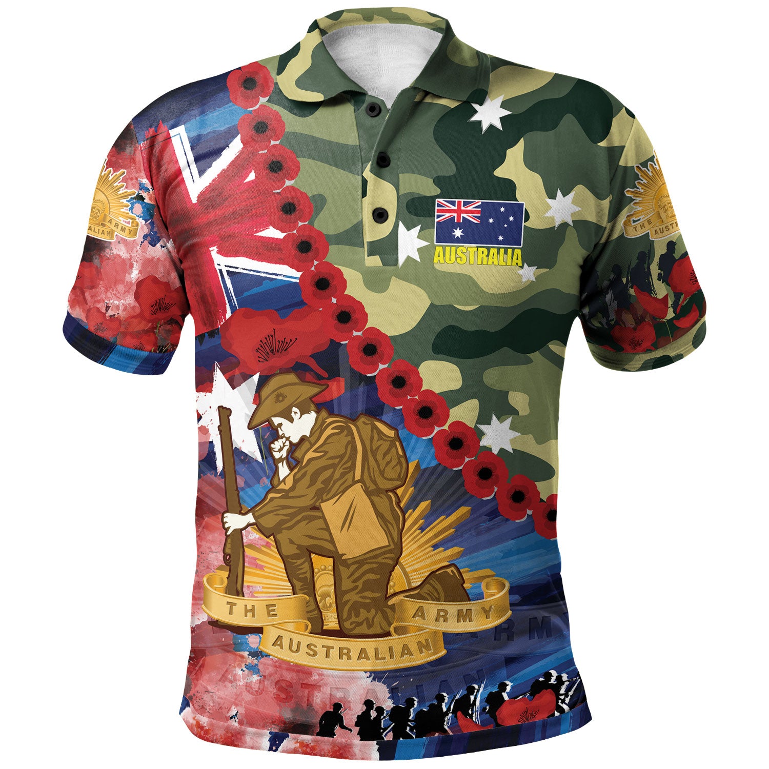 Australia Anzac Camouflage Curve Polo Shirt - Remembrance Anzac Day and the Dawn Service Polo Shirt - Vibe Hoodie Shop