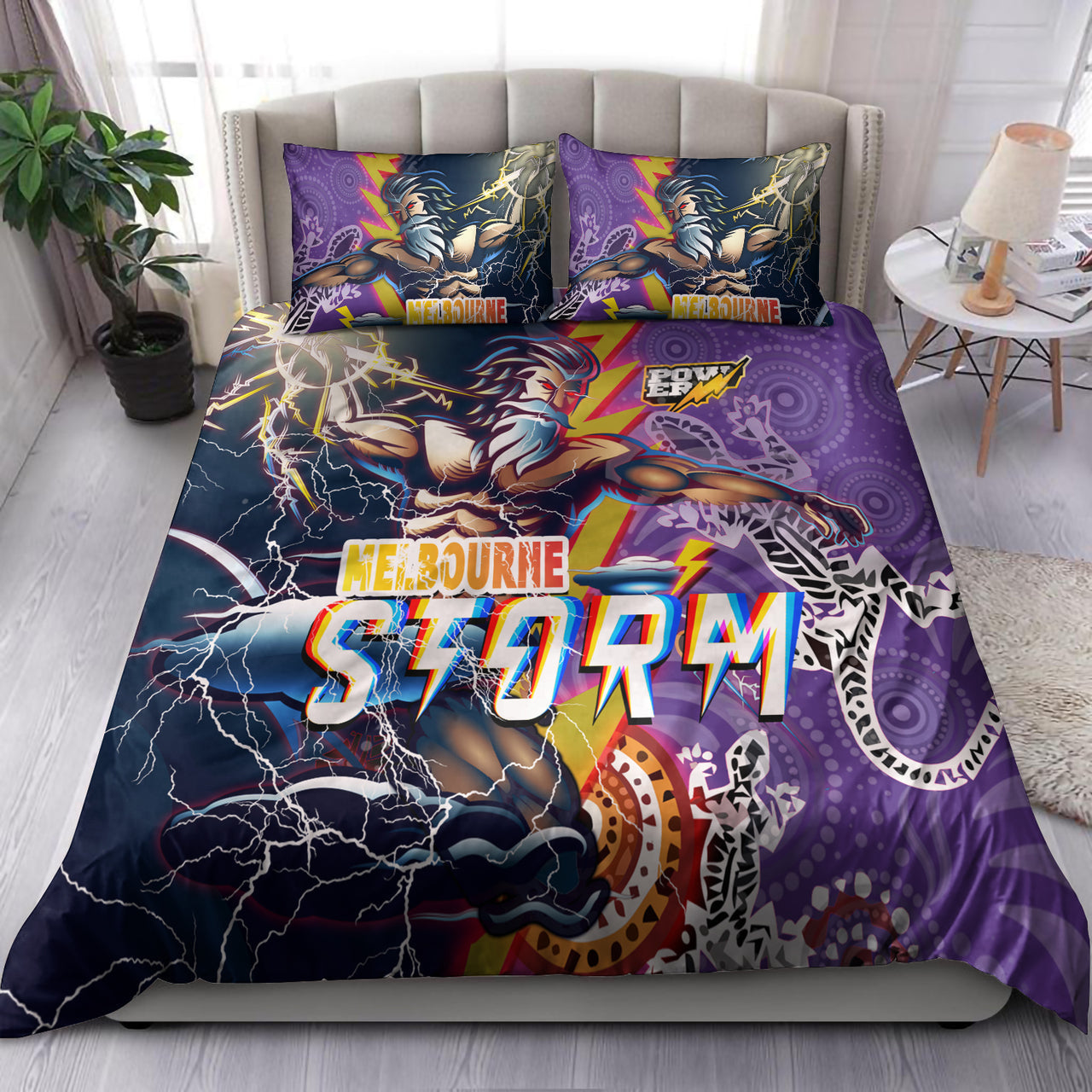 Storm Aboriginal Rugby Bedding Set - Super Storm Thunder Power RLT13 - Vibe Hoodie Shop