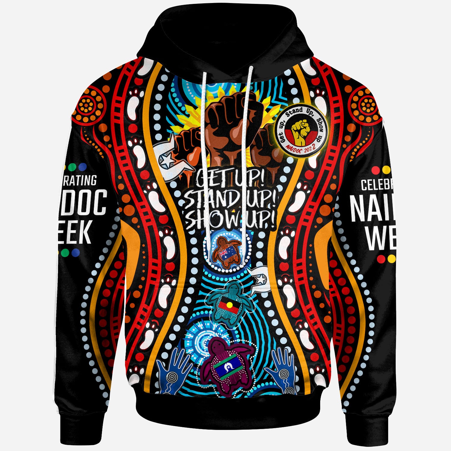 Australia NAIDOC Week 2022 Custom Hoodie - Aboriginal Inspired and Torres Strait Islander Get Up! Stand Up! Show Up! - Vibe Hoodie Shop