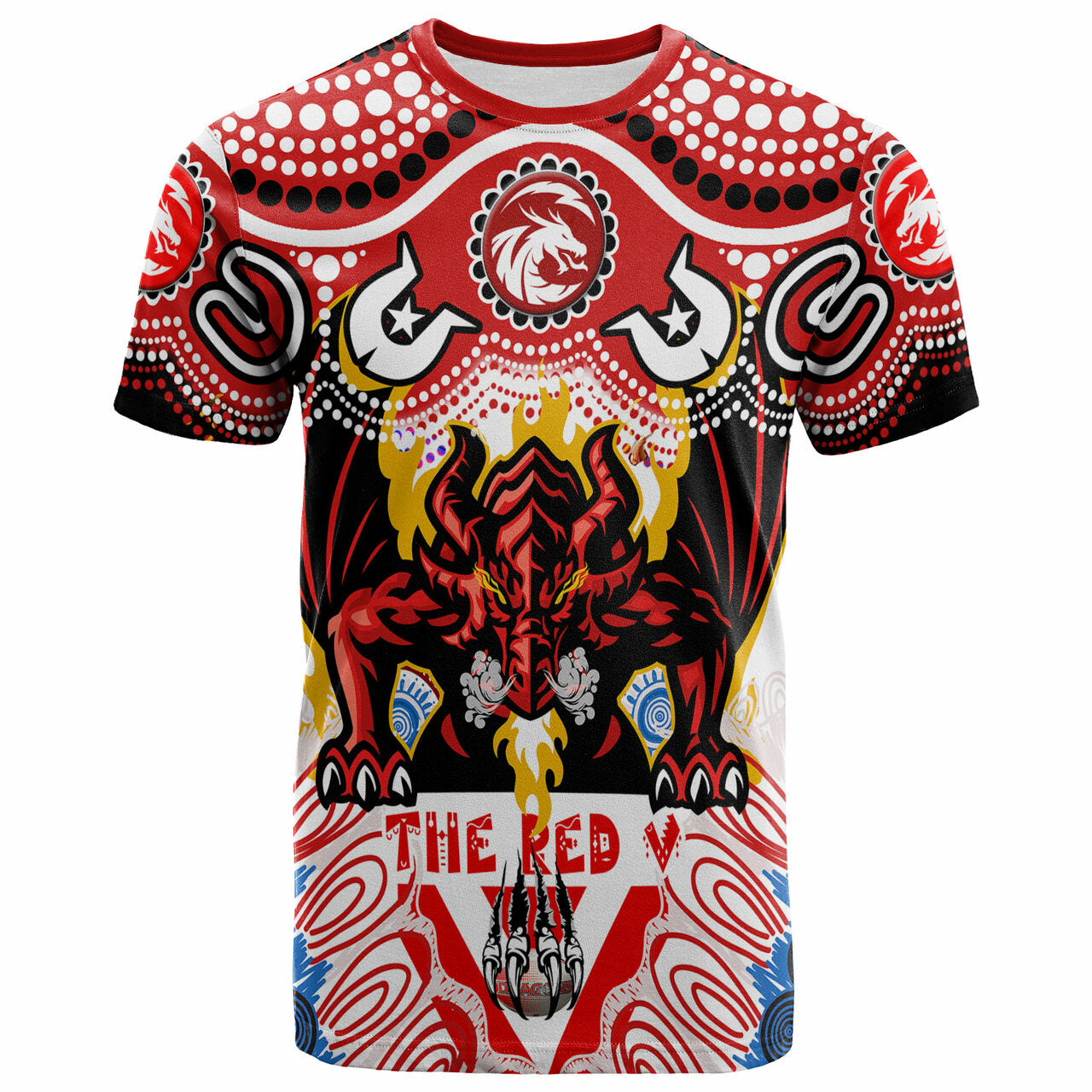 St. George Rugby Indigenous T shirt - The RED V With Aboriginal And Torres Strait Islanders Culture RLT12 - Vibe Hoodie Shop