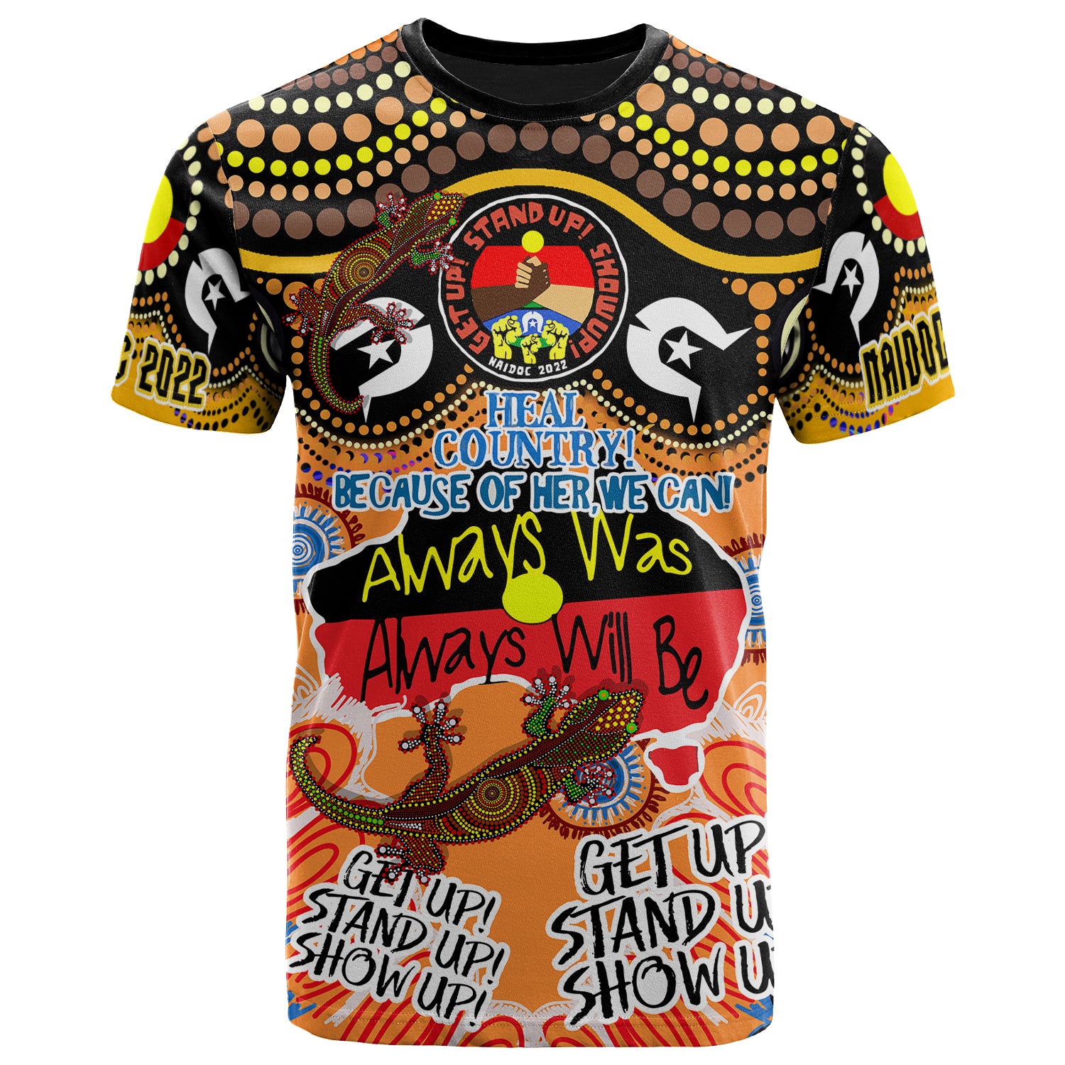 Australia NAIDOC Week 2023 Custom T-shirt - NAIDOC Week 2023 Timeline With Aboriginal Inspired Dot Art Painting And Aussie Gecko - Vibe Hoodie Shop