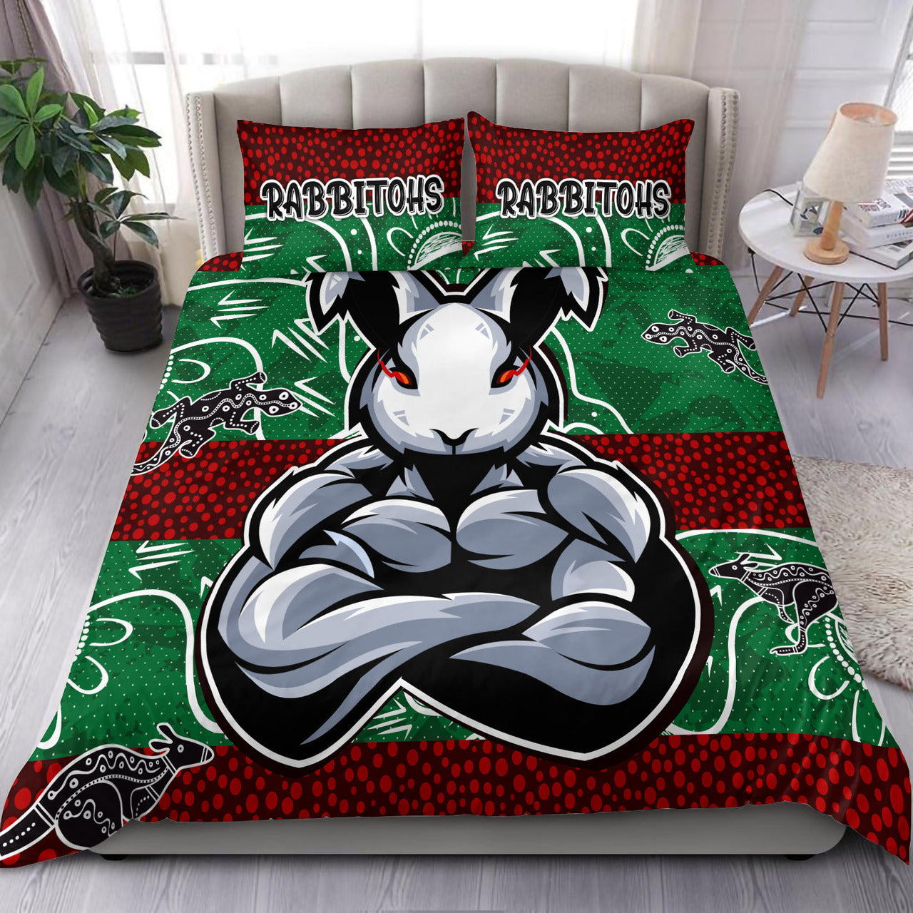 Rabbitohs Bedding Set - Custom Indigenous Super Rabbitohs Bedding Set RLT13 - Vibe Hoodie Shop