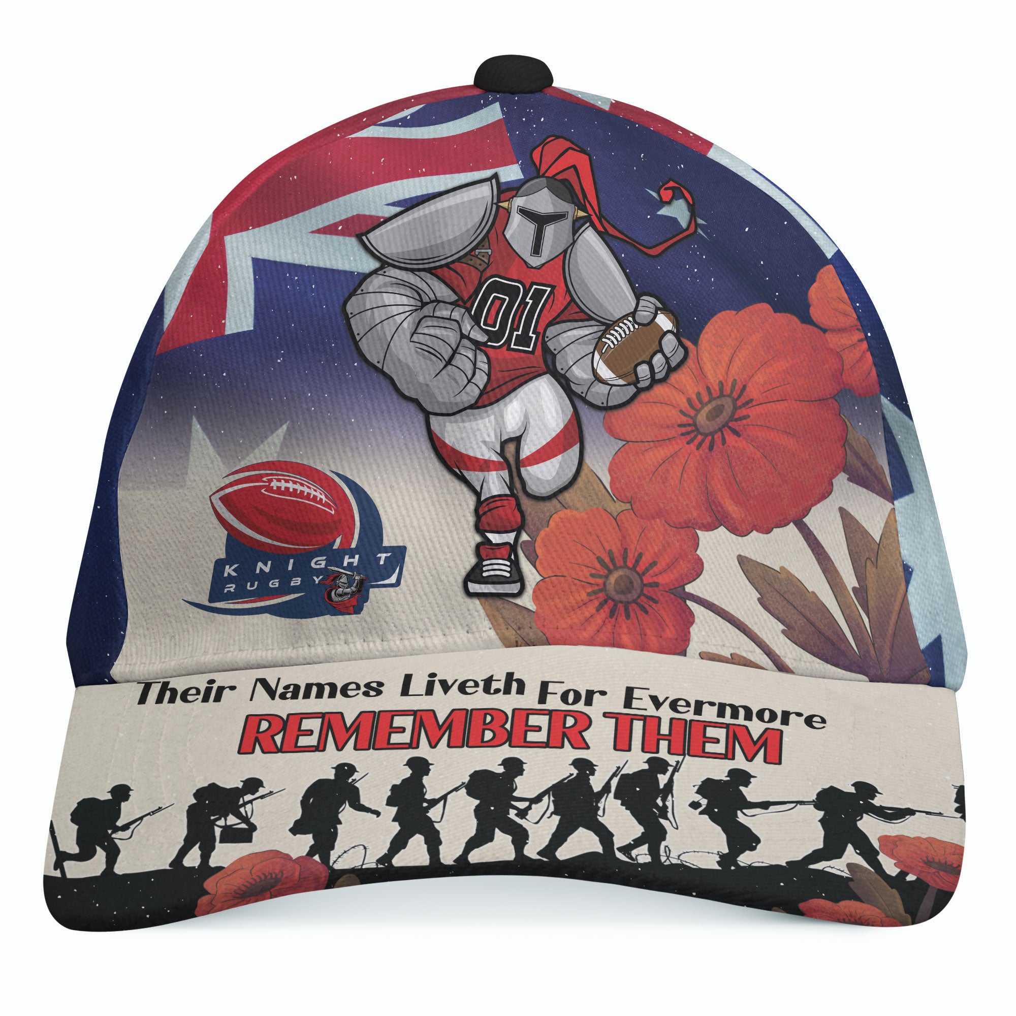 Knights Rugby Cap - Custom REMEMBER THEM Red Poppy Flowers Cap - Vibe Hoodie Shop