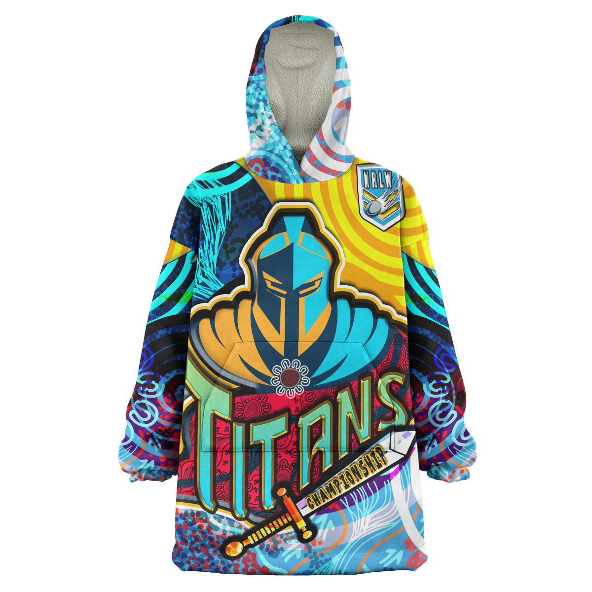 NRLW Titans Rugby Snug Hoodie - Custom Titans Women's Rugby League Aboriginal Dot Painting Player And Number Woman Wearable Blanket Hoodie - Vibe Hoodie Shop