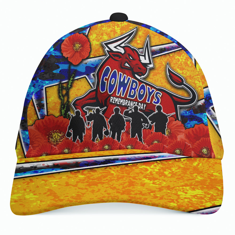 Cowboys Rugby Cap - Cowboys Remembrance Day And Poppies Cap - Vibe Hoodie Shop