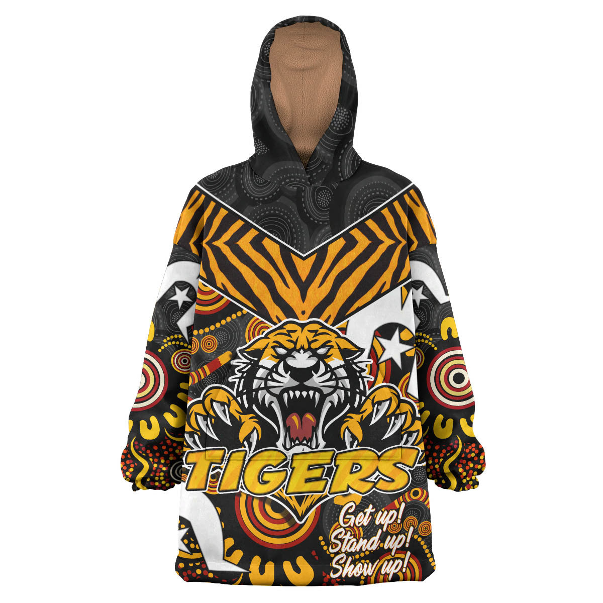 Tigers Rugby Snug Hoodie - Custom Tiger Rugby Aboriginal Pattern Naidoc Week Snug Hoodie RLT14 - Vibe Hoodie Shop