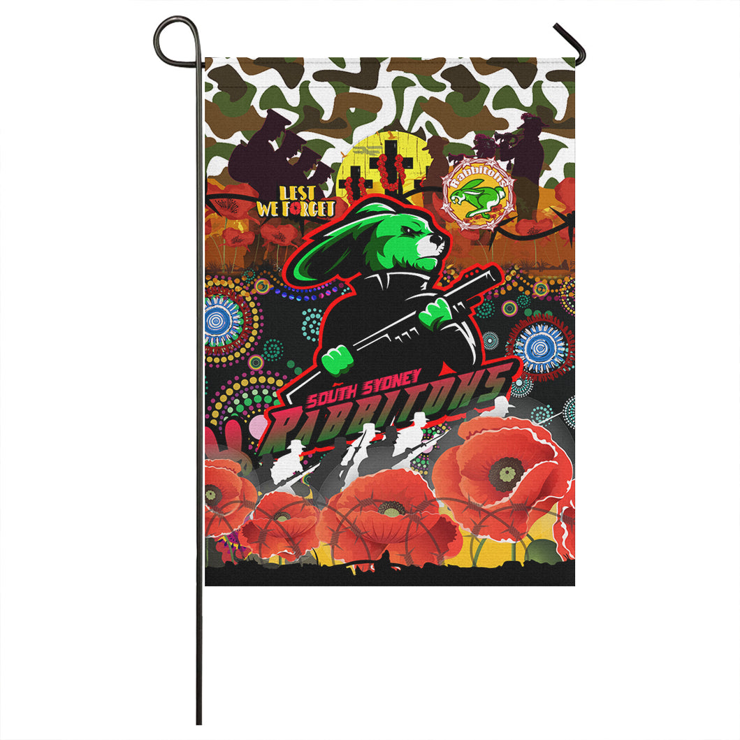 Rabbitohs Rugby Anzac Poppy Flag - Custom Camouflage Souths Anzac Lest We Forget Spirit Flag - Vibe Hoodie Shop