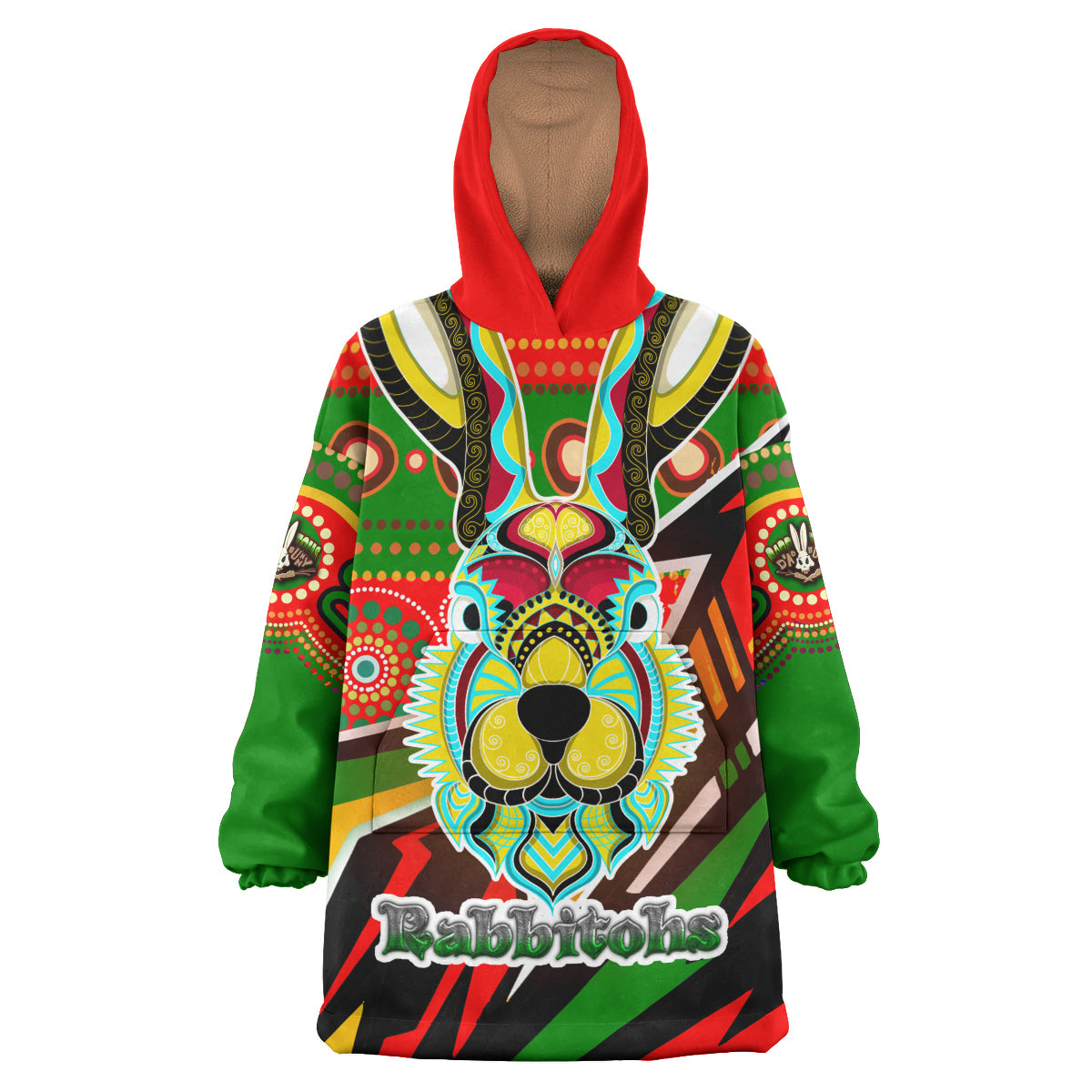 Rabbitohs Aboriginal Rugby Snug Hoodie - Indigenous Rabbitohs Soul With Aboriginal Culture Wearable Blanket Hoodie RLT14 - Vibe Hoodie Shop