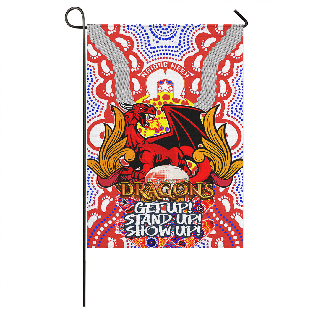 St.George Rugby Naidoc Week Flag - Custom Indigenous Dragons Get Up! Stand Up! Show Up! Flag - Vibe Hoodie Shop