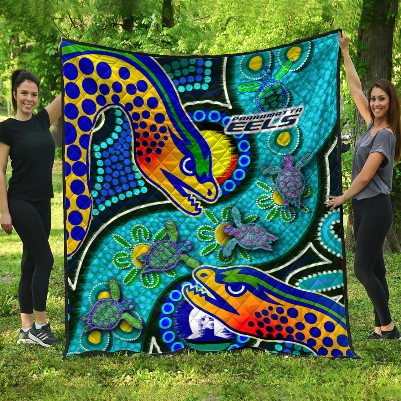 Eels Rugby Custom Quilt - Indigenous Eels With Aboriginal and Torres Strait Islanders Flag RLT13 - Vibe Hoodie Shop