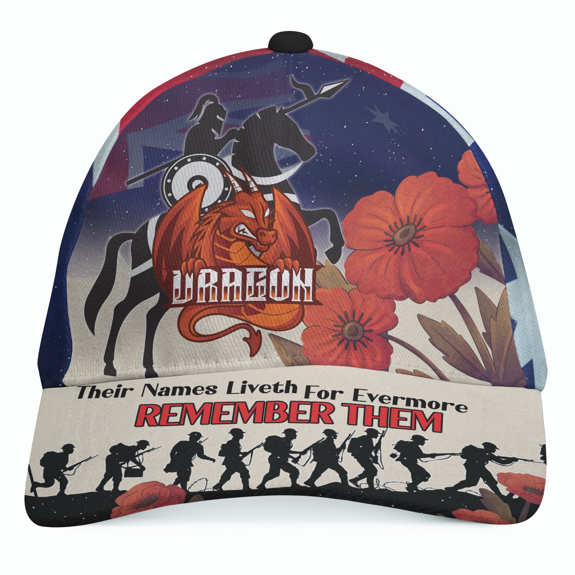 St. George Rugby Cap - Custom REMEMBER THEM Red Poppy Flowers Cap - Vibe Hoodie Shop