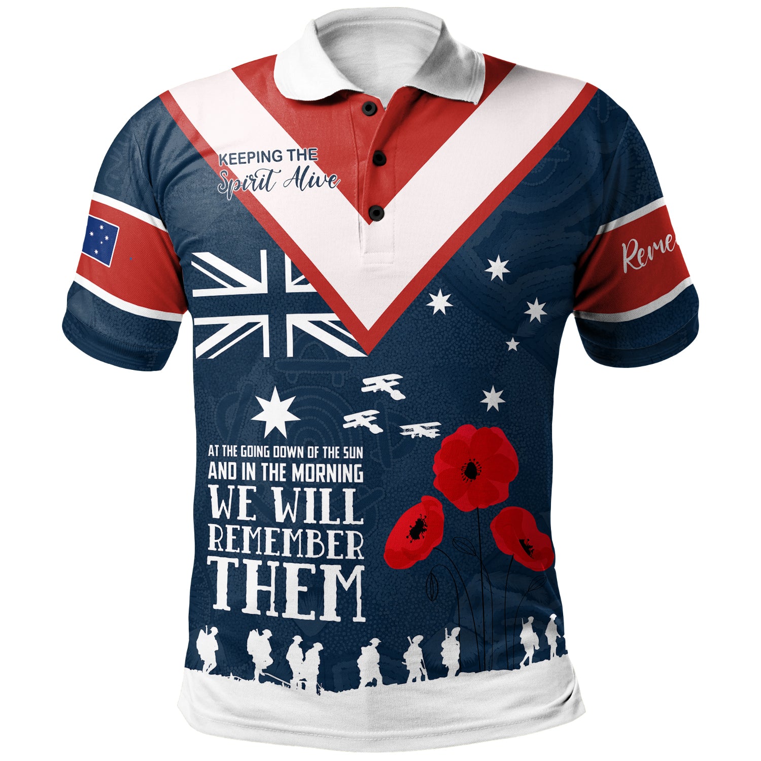 Australia Sydney Anzac Custom Polo Shirt - Blue Keeping the Spirit Alive Polo Shirt - Vibe Hoodie Shop